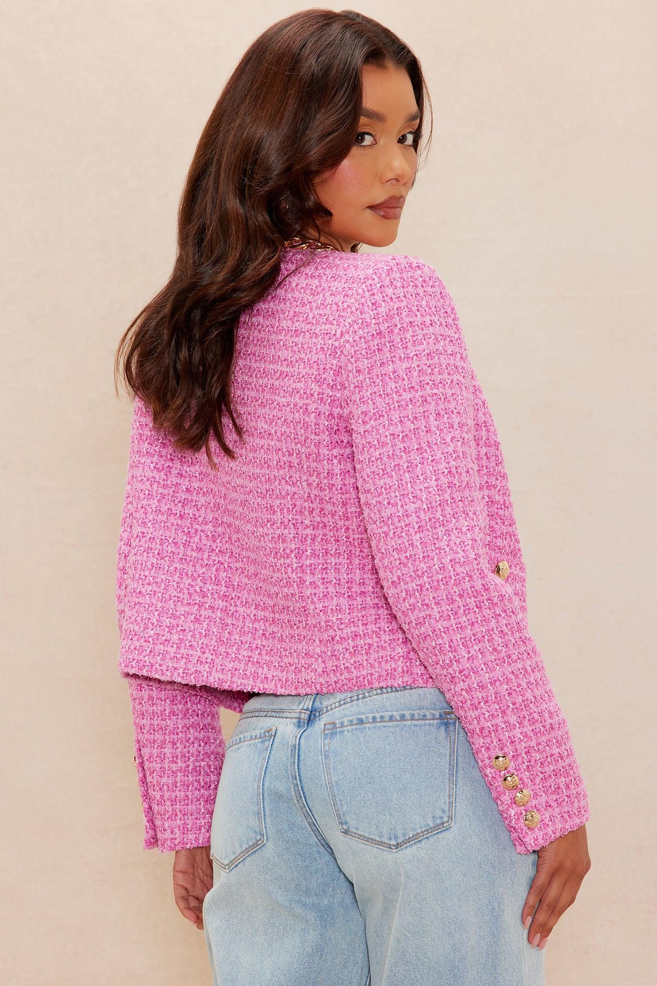 Tori Chain Tweed Jacket - Pink Product Image