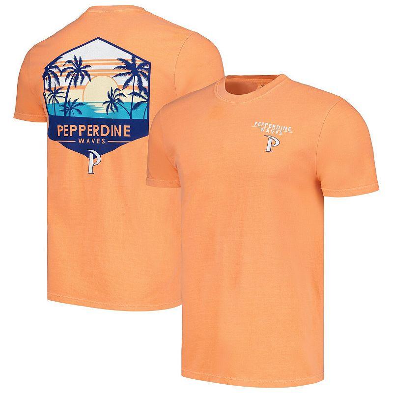 Mens Orange Pepperdine Waves Landscape Shield T-Shirt Product Image