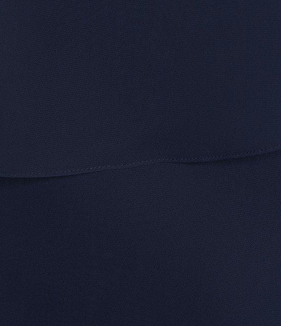 Marina Plus Size 3/4 Split Sleeve Round Keyhole Neck Tiered Chiffon Dress Product Image