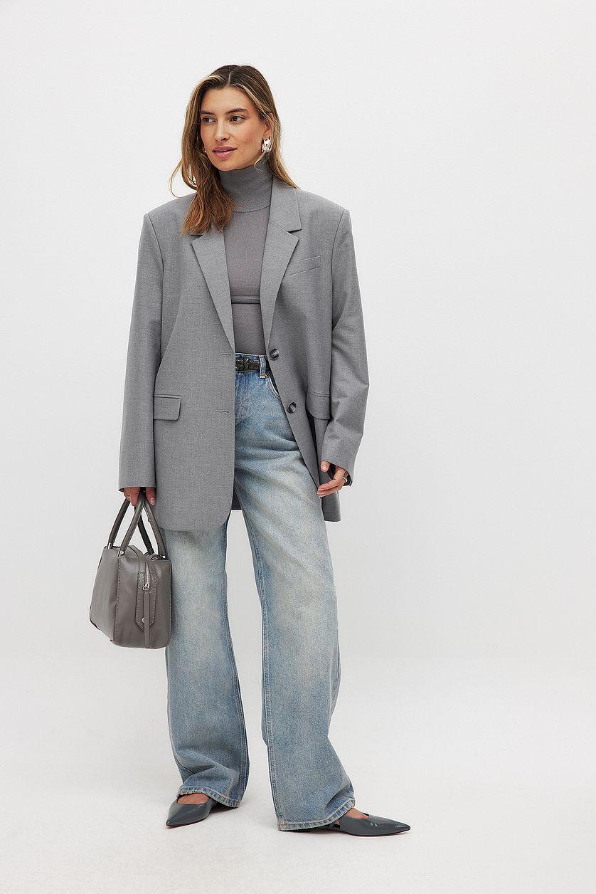 Straight Mid Waist Jeans Black Product Image