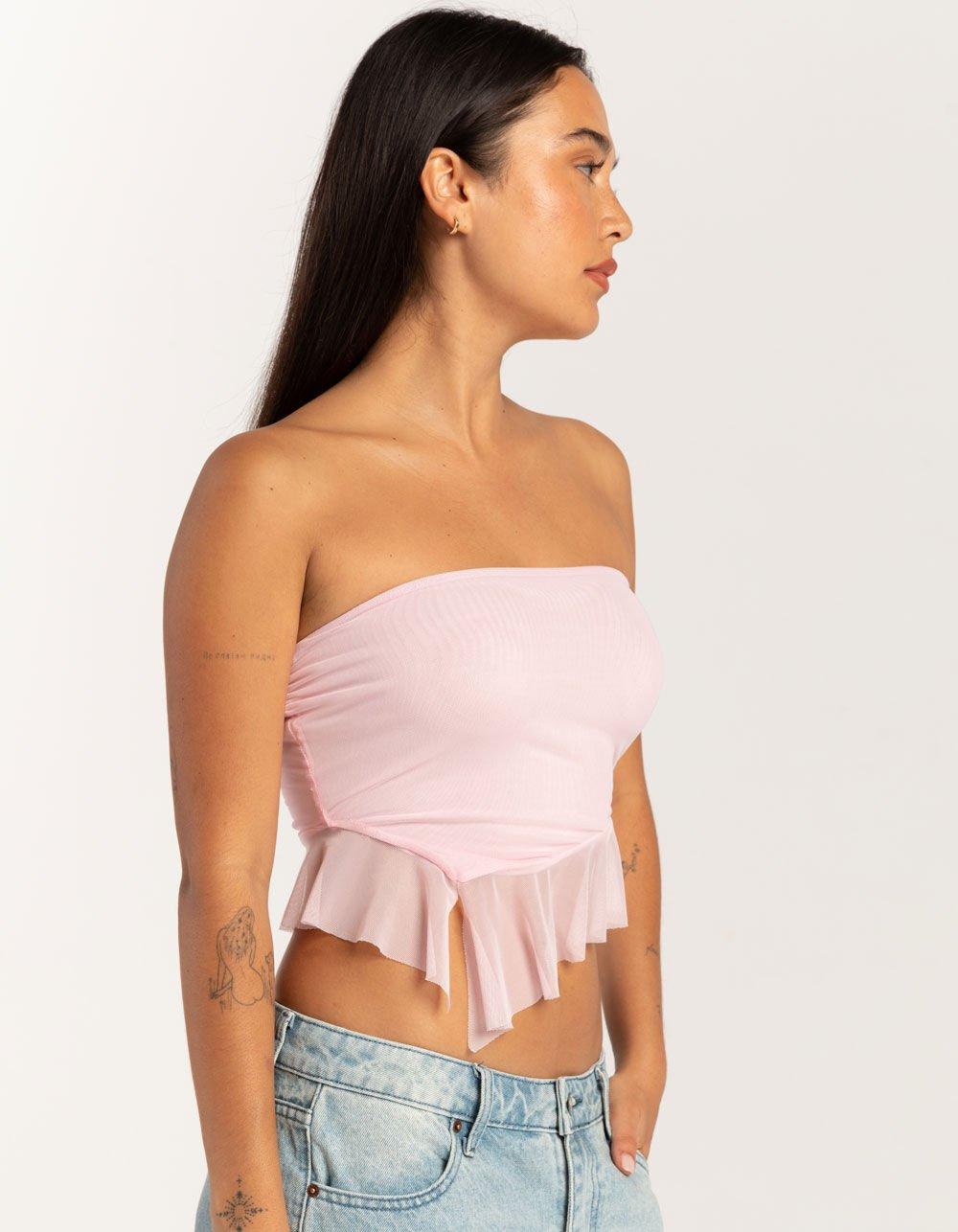 FULL TILT Ruffle Womens Tube Top - PINK Product Image