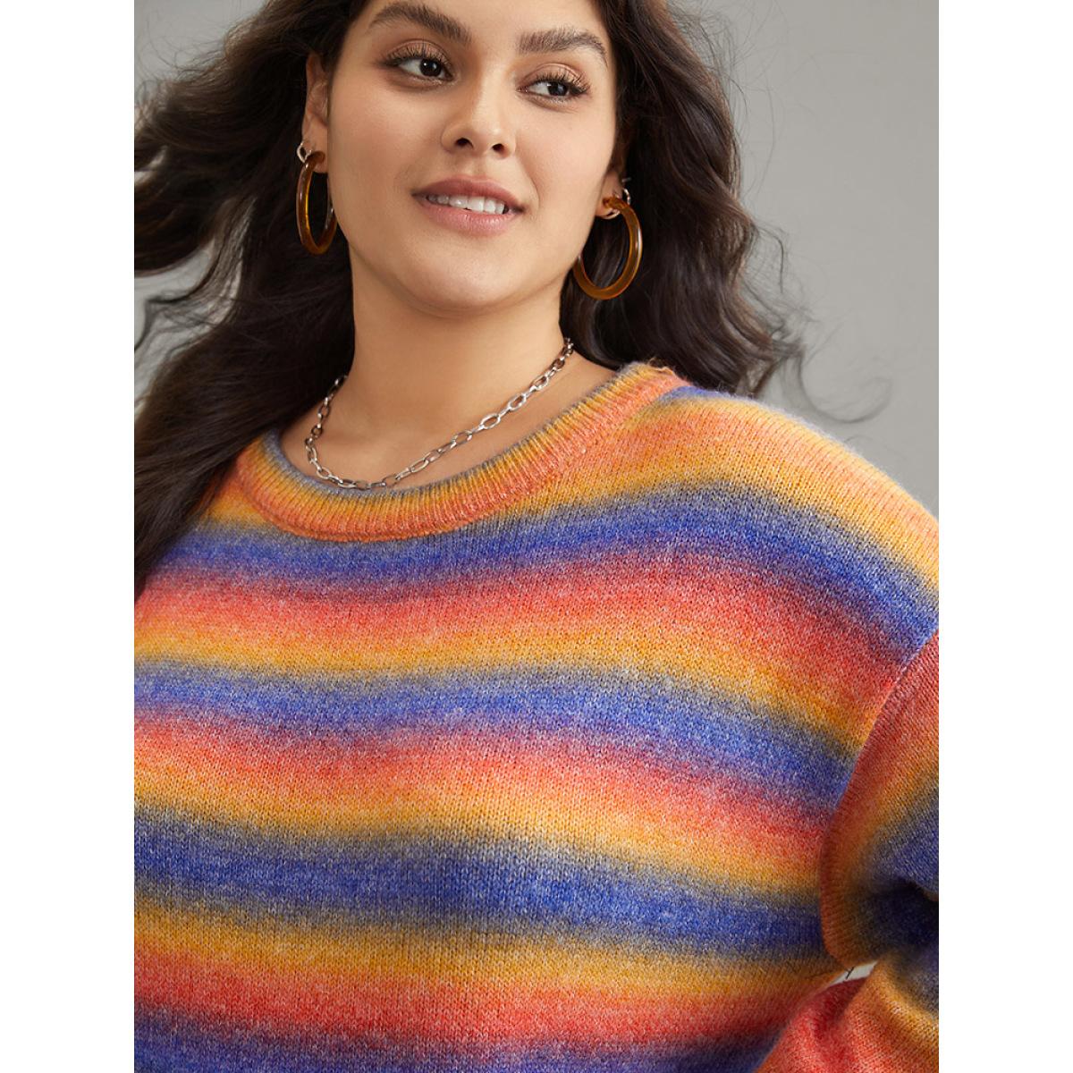 Plus Size Supersoft Essentials Colour Heather Contrast Pullover Multicolor Women Casual Loose Long Sleeve Round Neck Dailywear Pullovers BloomChic 30/6X Product Image
