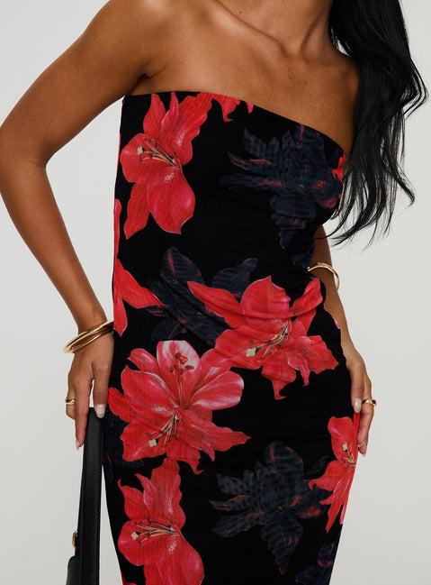 Celik Strapless Maxi Dress Black / Floral Product Image