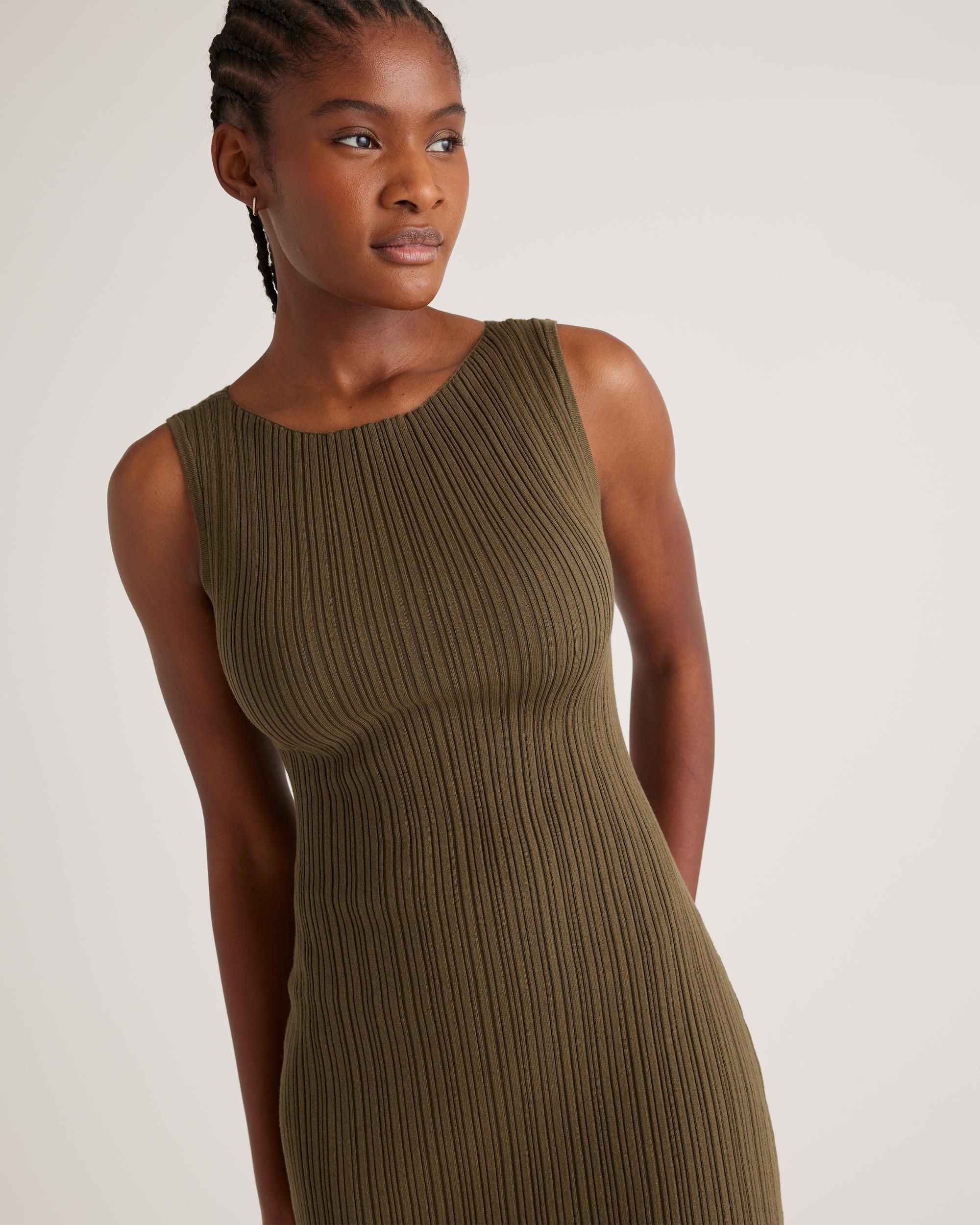 Quince | Women's Cotton Cashmere Ribbed Sleeveless Midi Dress Size XS Product Image