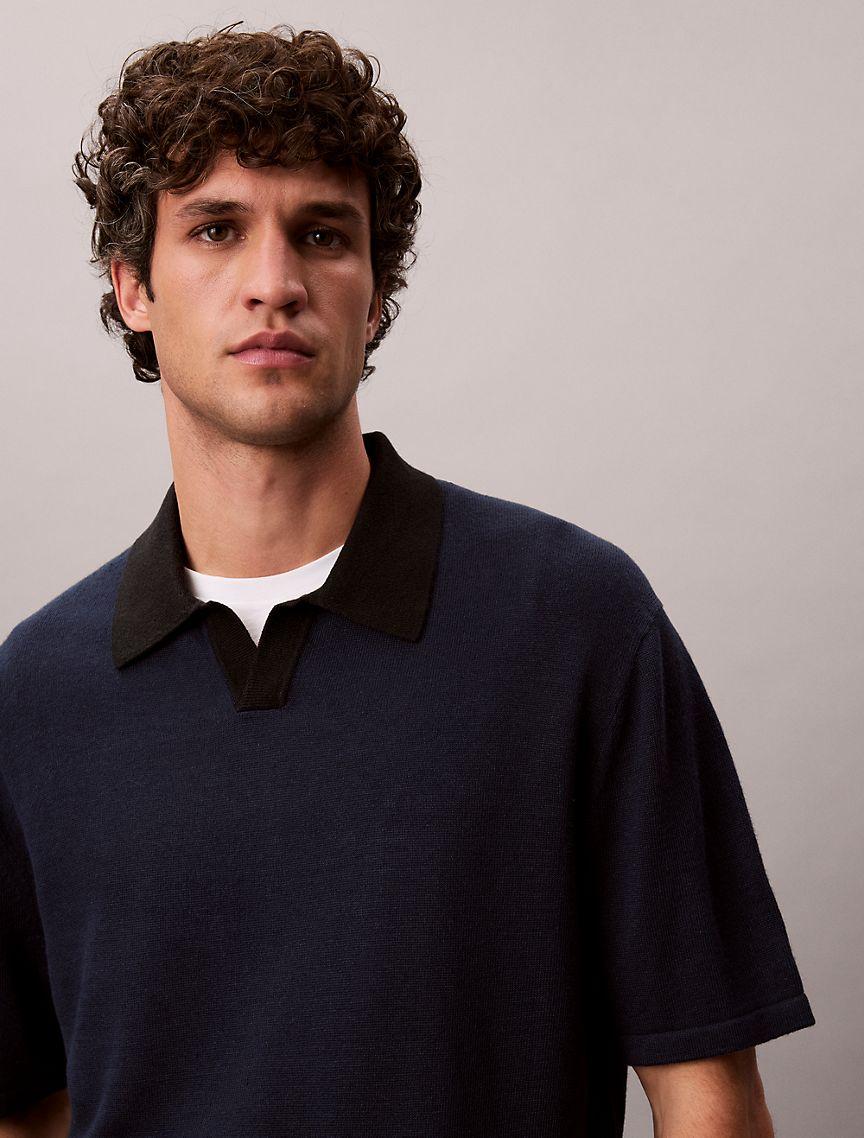 Linen Blend Polo Sweater Product Image