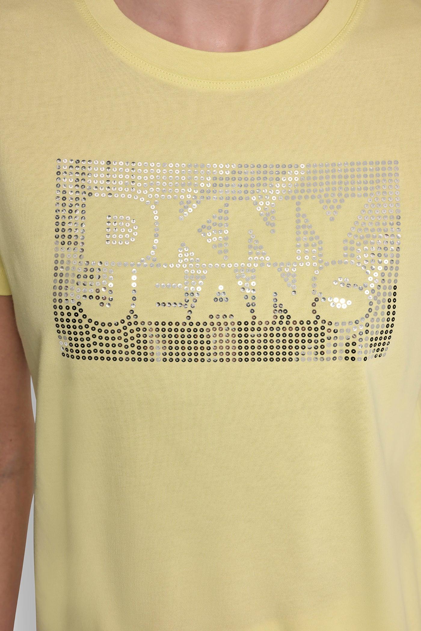 DKNY JEANS STACK LOGO RHINESTONE TEE Product Image