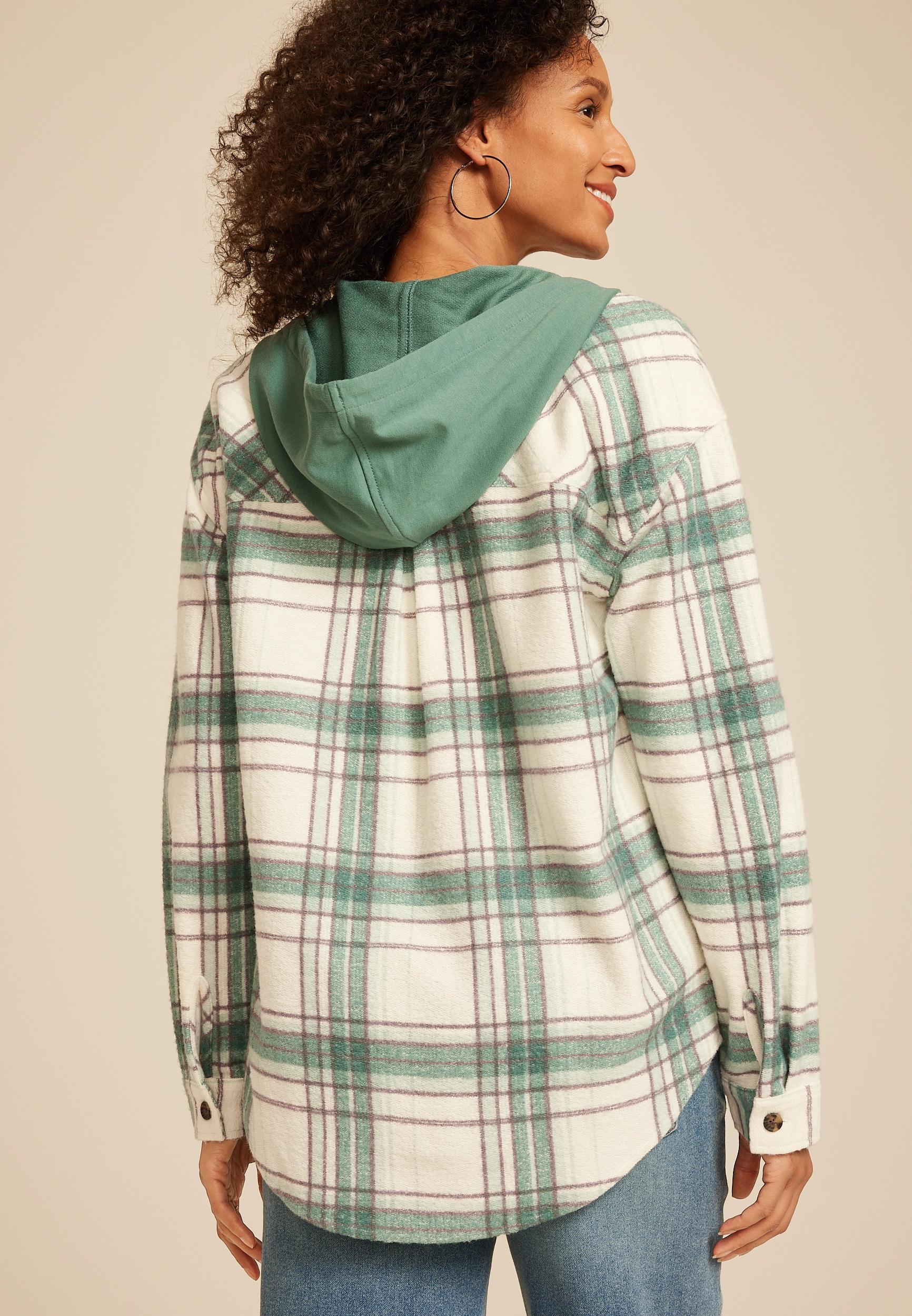 Vintage Plaid Hooded Shacket Product Image