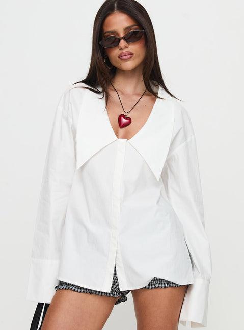 Calistoga Deep Collar Shirt Ivory Product Image