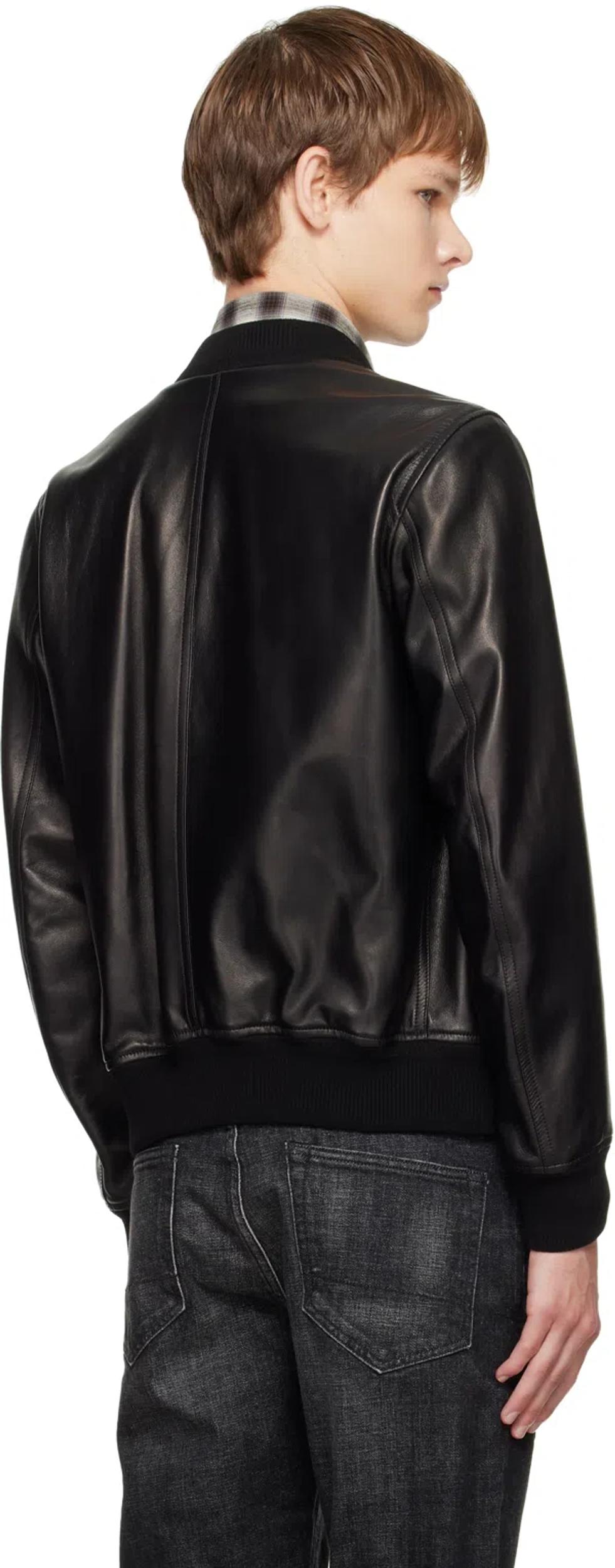 TOM FORD Black Shiny Nappa Plonge Leather Jacket In Multi Product Image