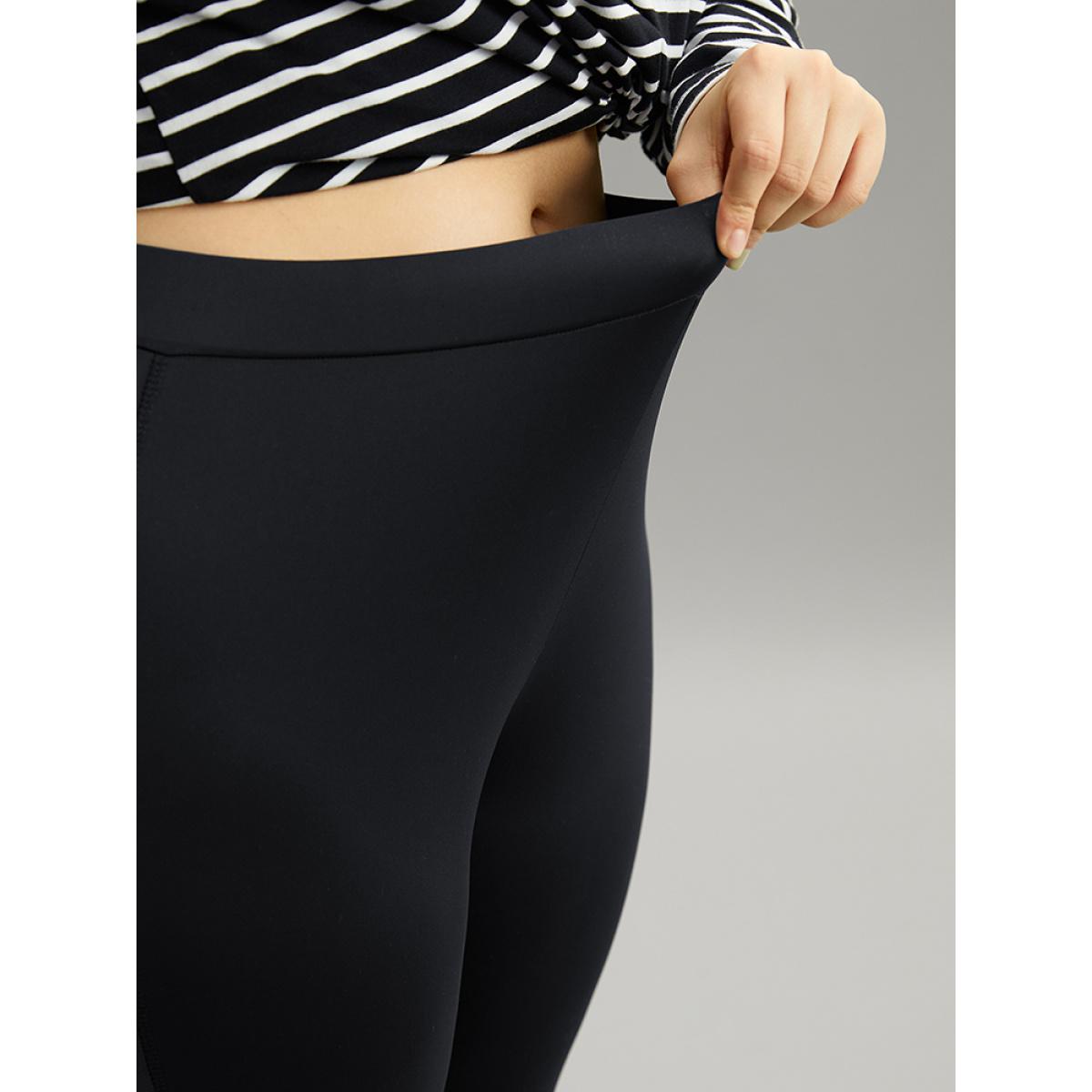 Plus Size Patchwork Elastic Waist Skinny Leggings Women Black Casual High stretch Skinny High Rise Dailywear Leggings BloomChic 30/6X Product Image