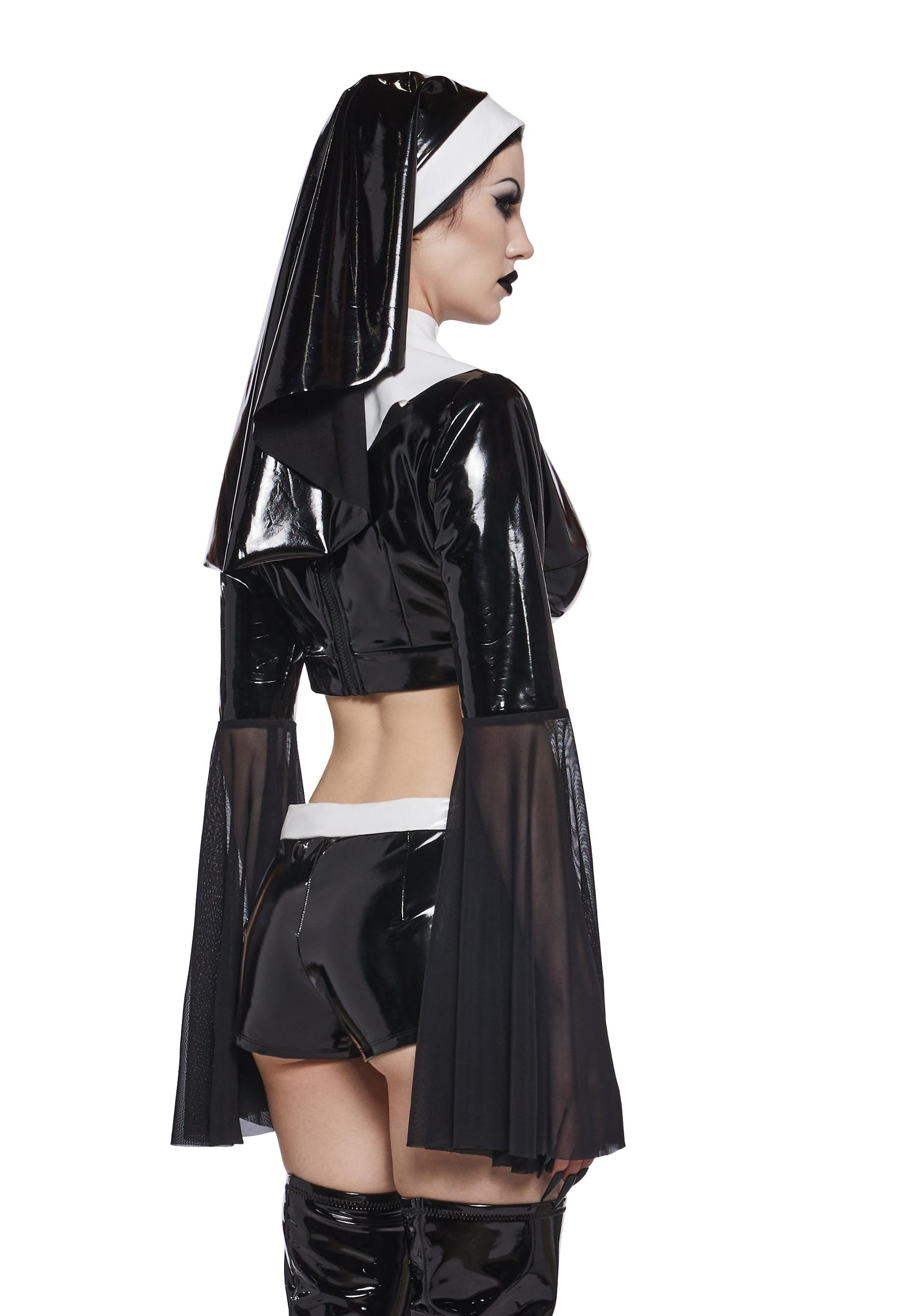 Sexy Womens Halloween Nun Costume - Black Product Image