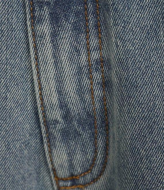 C&V Chelsea & Violet Distressed Rosette Wide Leg Denim Jeans Product Image