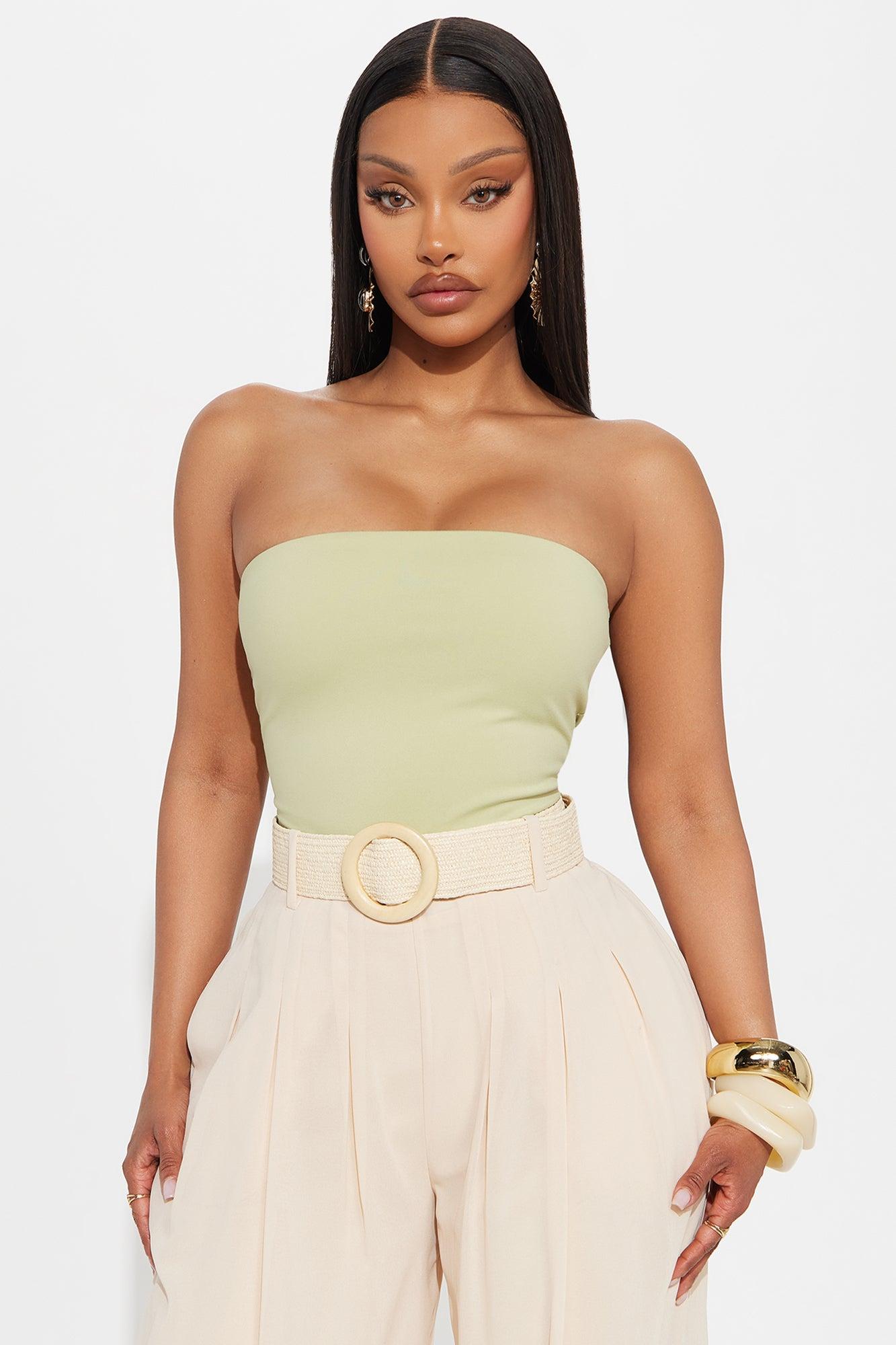 Alli Double Lined  Strapless Bodysuit - Sage Female Product Image