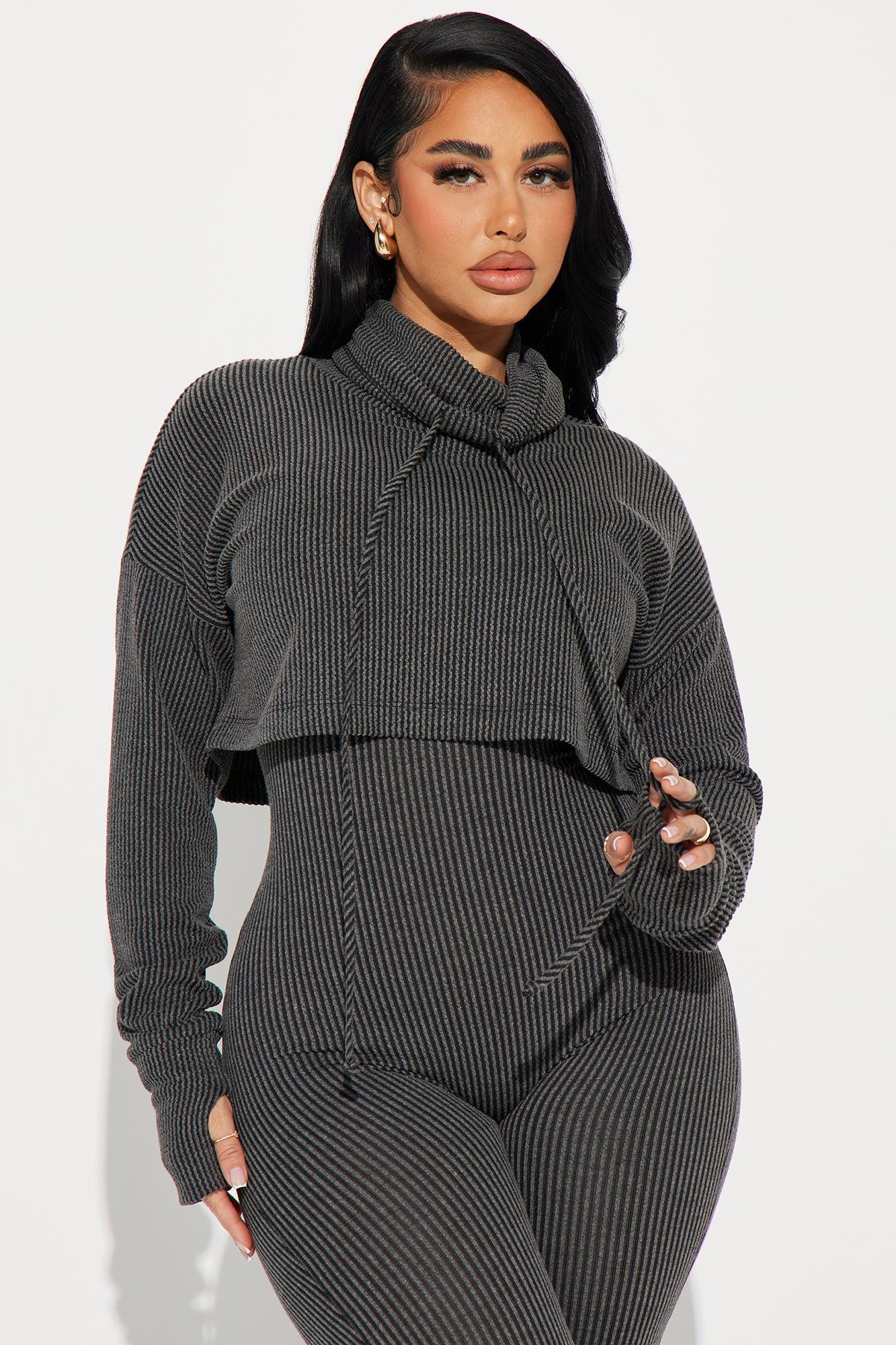 Thinking It Over 2 Piece Jumpsuit Set - Charcoal Product Image