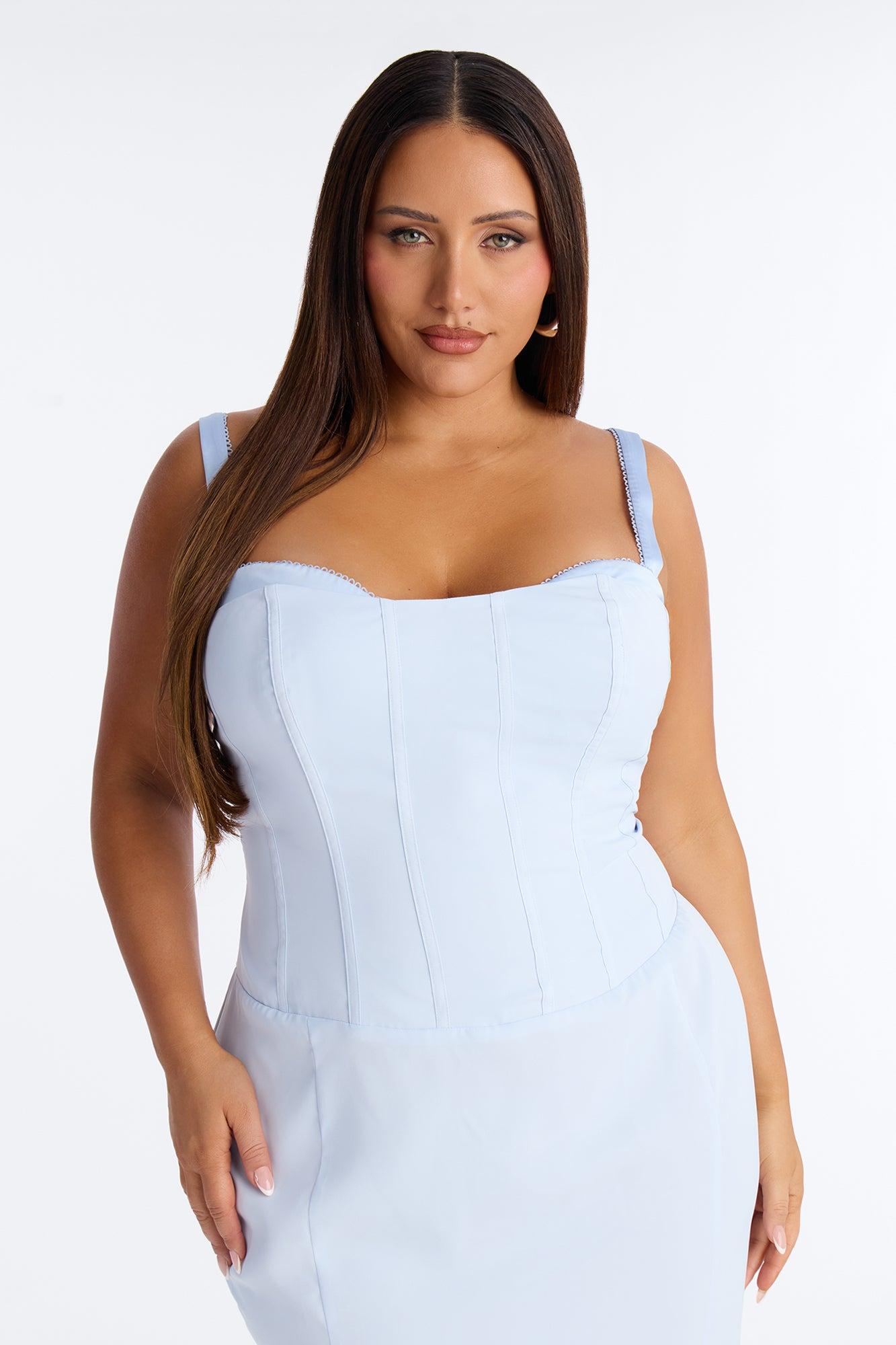Zia Corset Mermaid Midi Dress - Light Blue Female Product Image