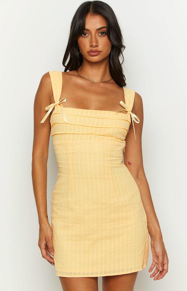 Taylor Yellow Tie Back Mini Dress Girls Product Image