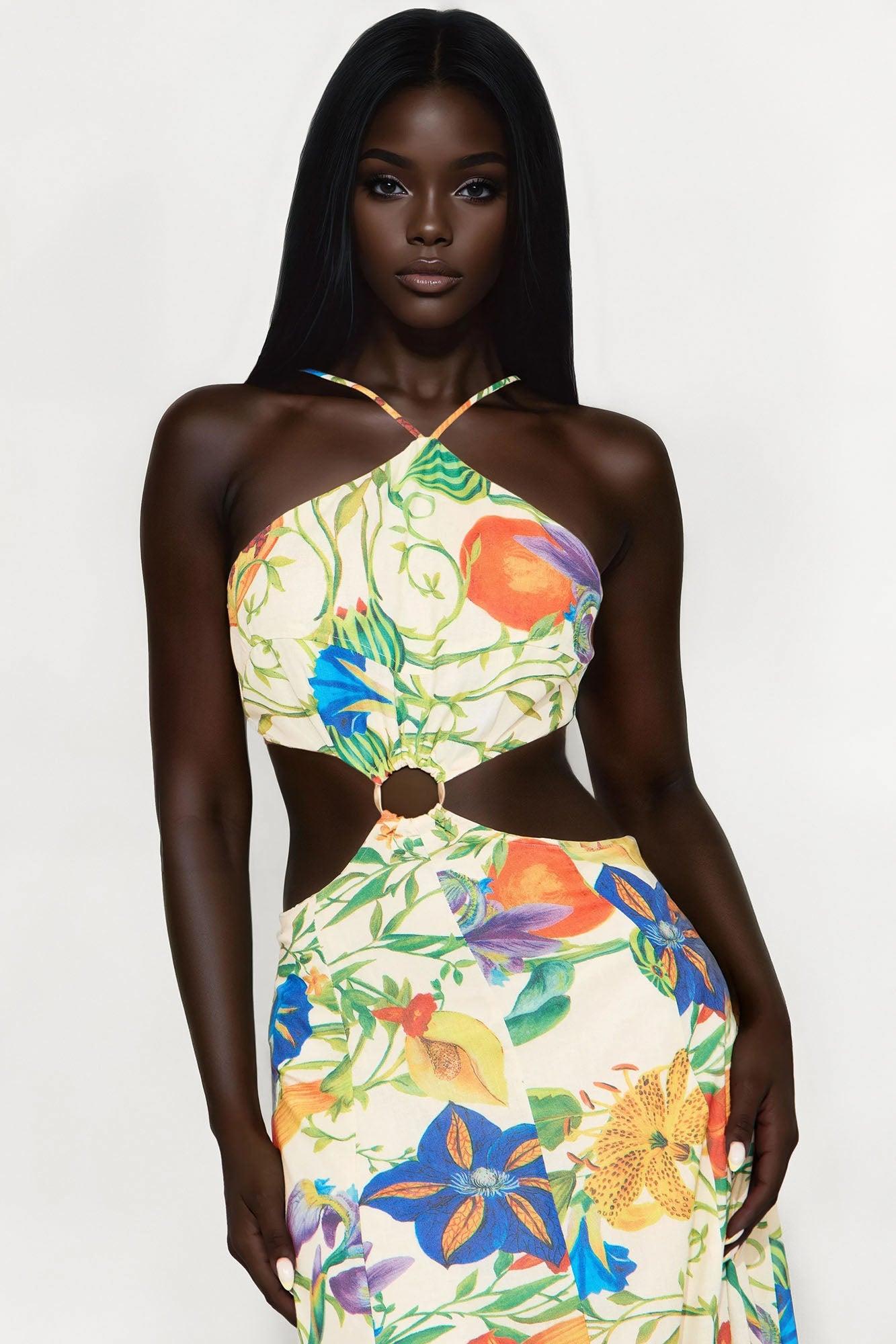 Italian Coast Linen Maxi Dress - Ivory/combo Female Product Image