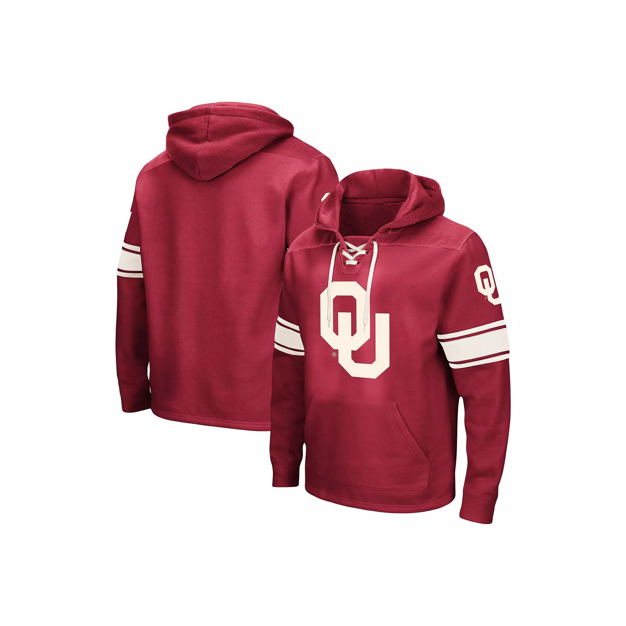 Men's Colosseum Crimson Oklahoma Sooners Big & Tall Hockey Lace-Up Pullover Hoodie,  Product Image