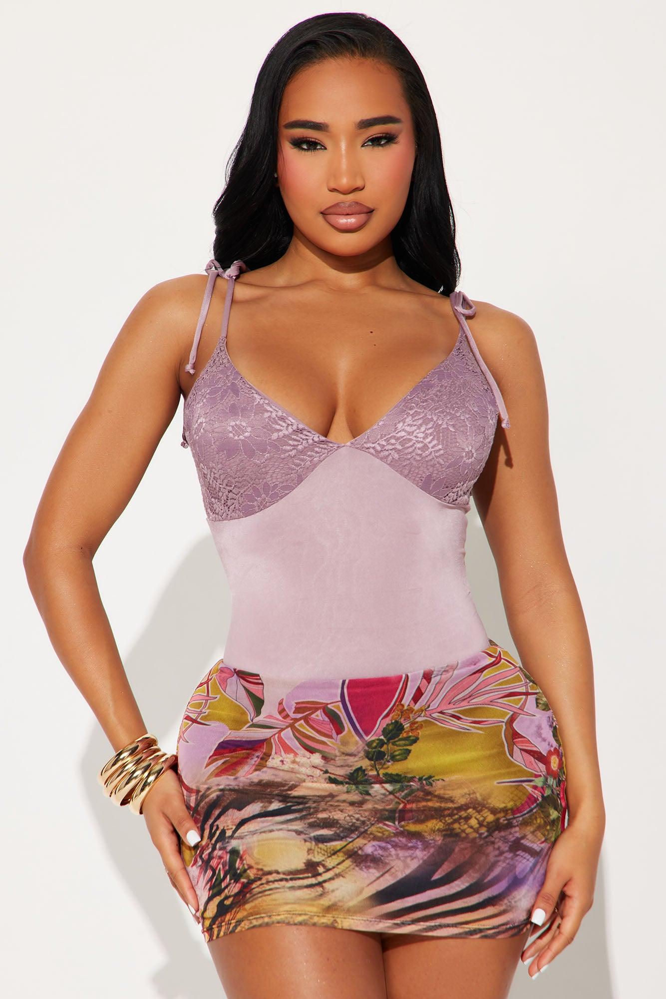 Daydreaming Tie Shoulder Bodysuit - Mauve Product Image