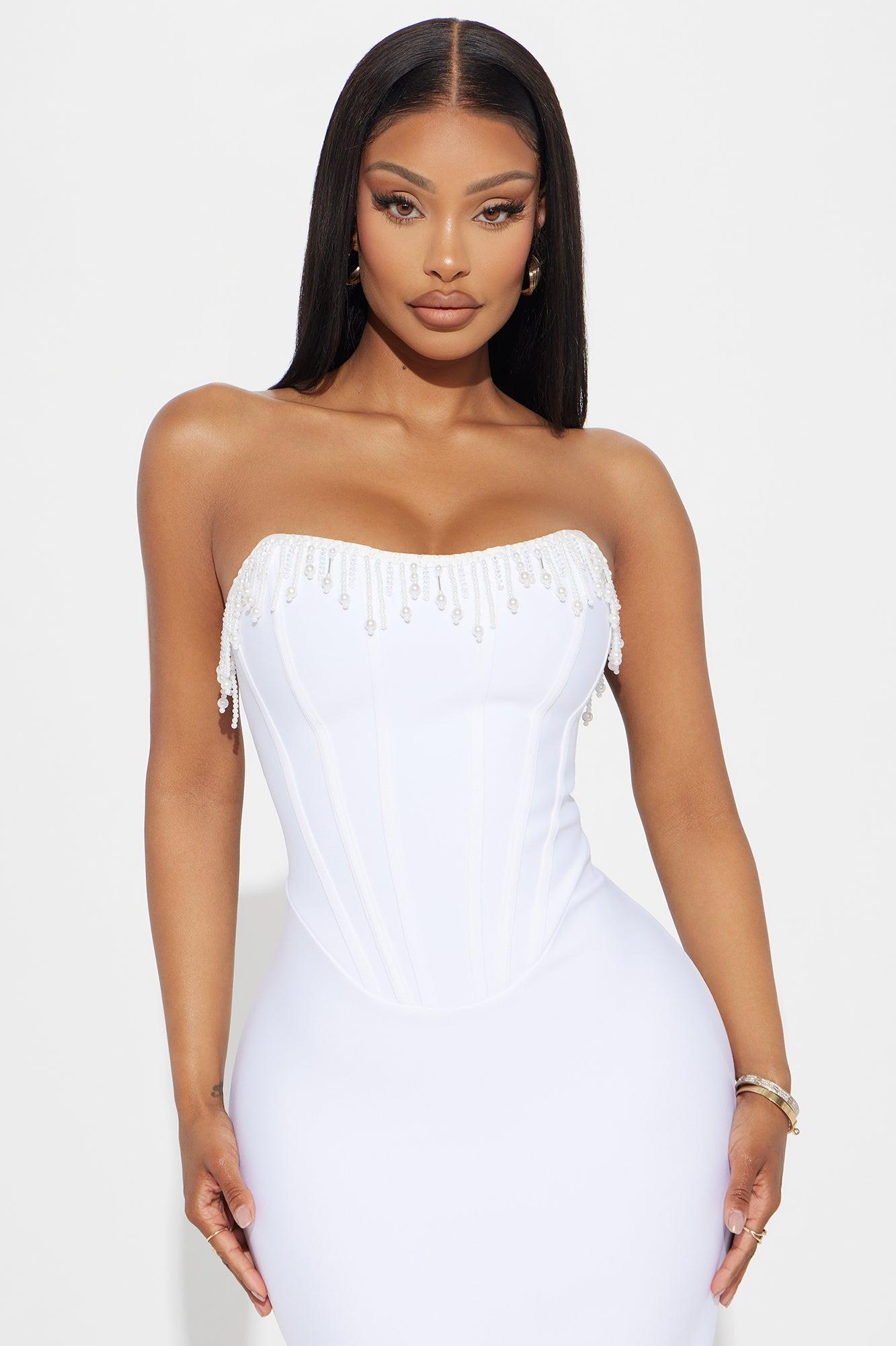 Win Me Over Bandage Midi Dress - White Product Image