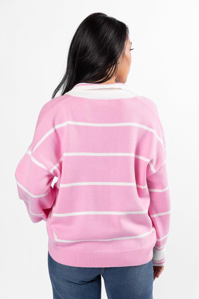 Imagine That Pink Striped Collared Sweater Product Image