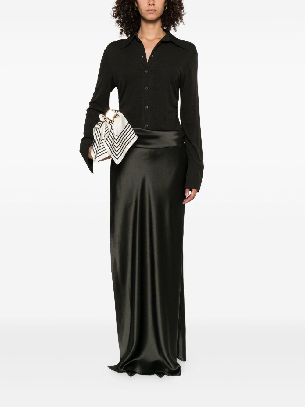 satin-paneled asymetrical maxi dress Product Image