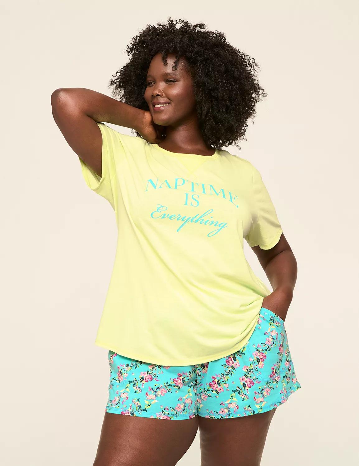 Comfy Cotton Rib-Trim Tee & Short PJ Set Product Image