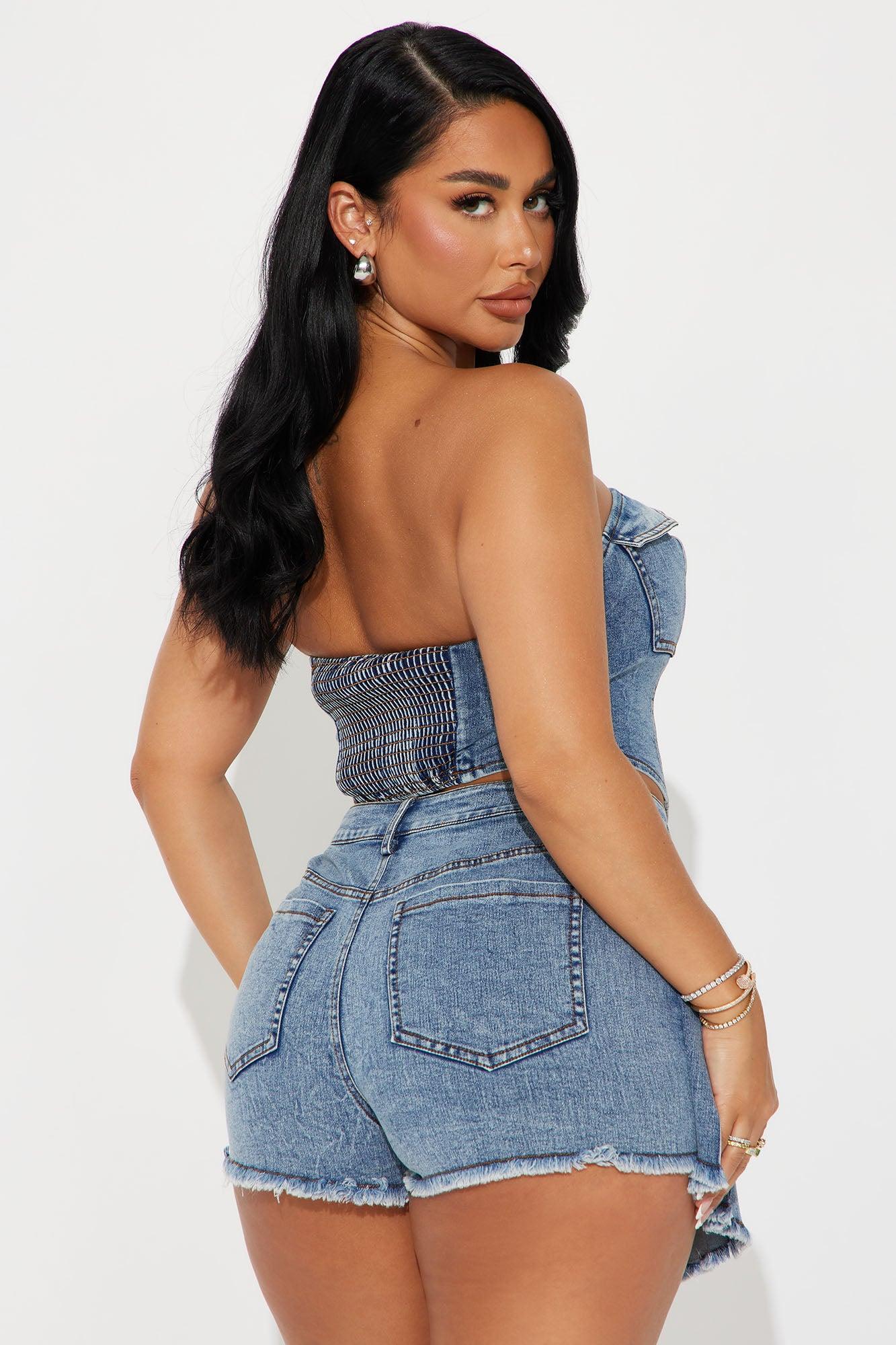 Nayeli Denim Skort Set - Medium Wash Product Image