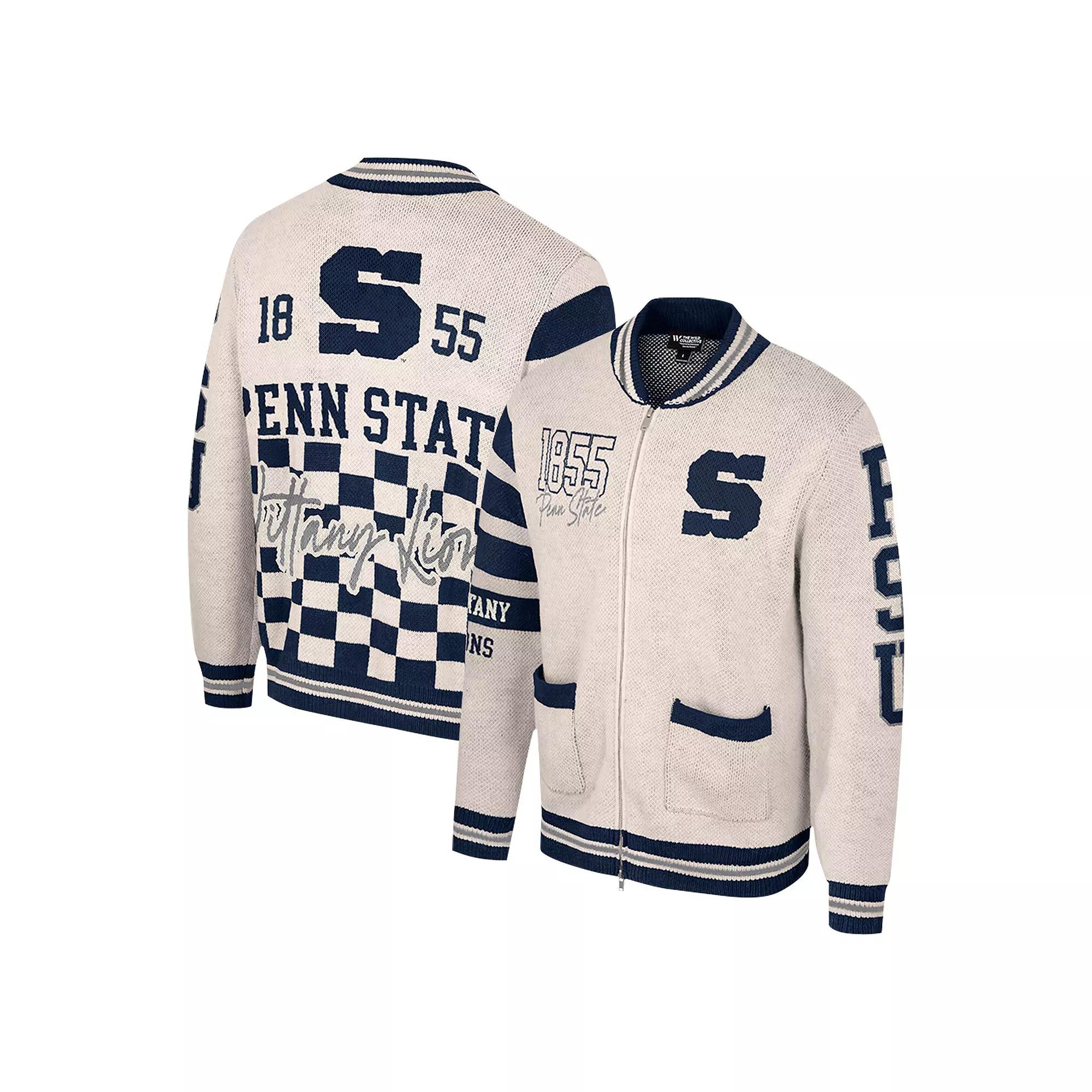 Women's Colosseum Cream Penn State Nittany Lions Jacquard Full-Zip Sweater,  Product Image