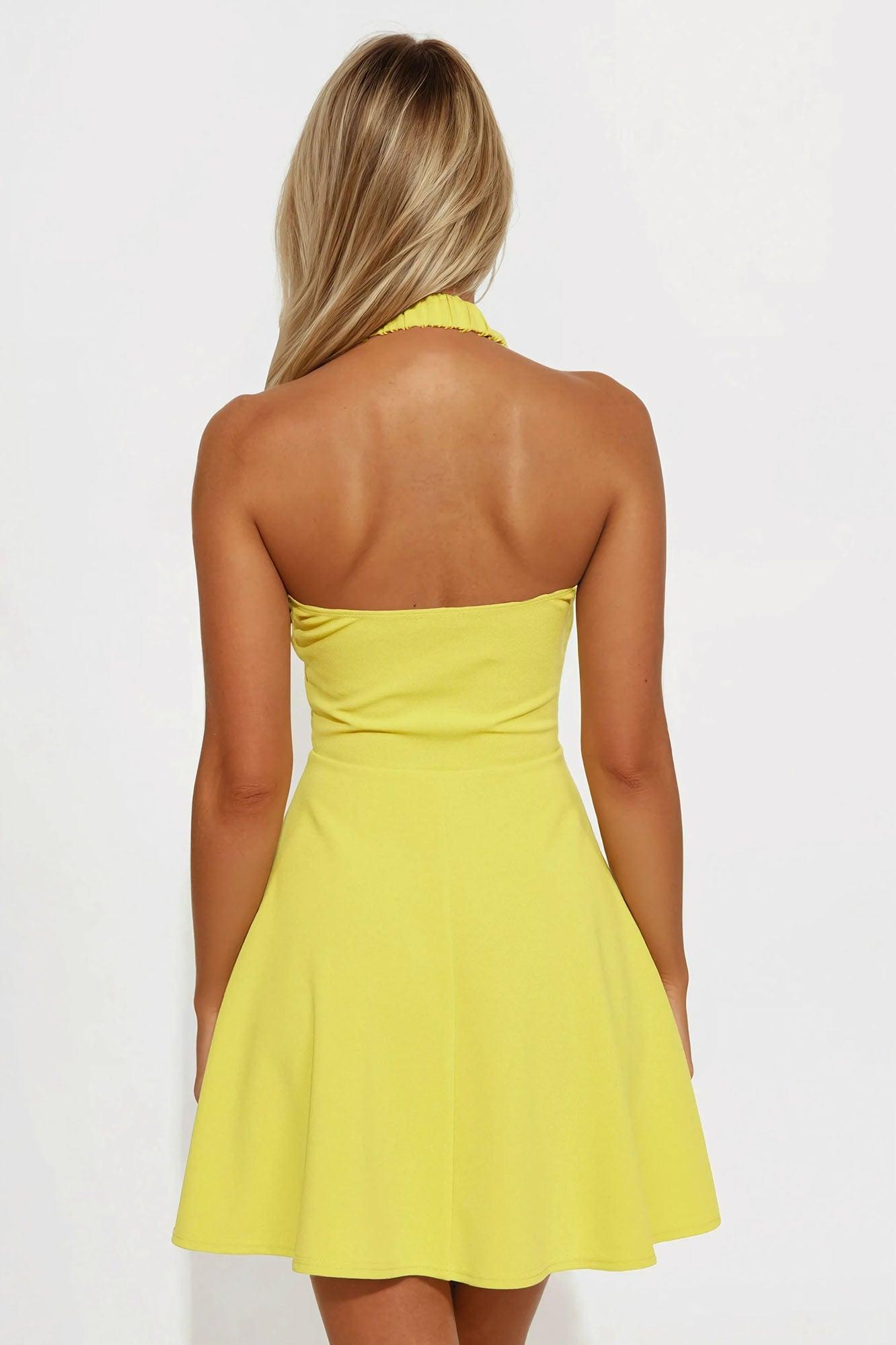 Delia Halter A Line Mini Dress - Chartreuse Female Product Image