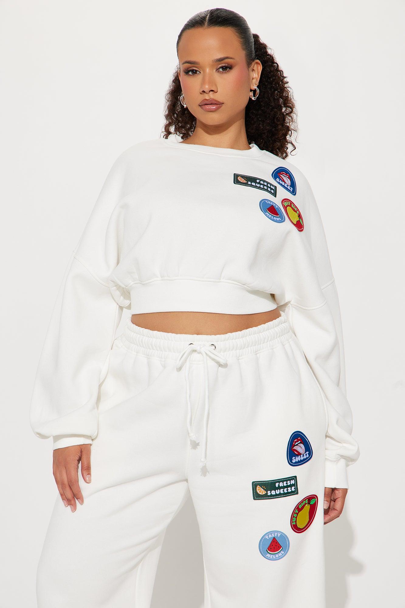 Fruity Fleece Sweatsuit Set - White Product Image