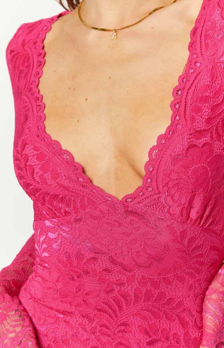 Viera Pink Lace Mini Dress Product Image