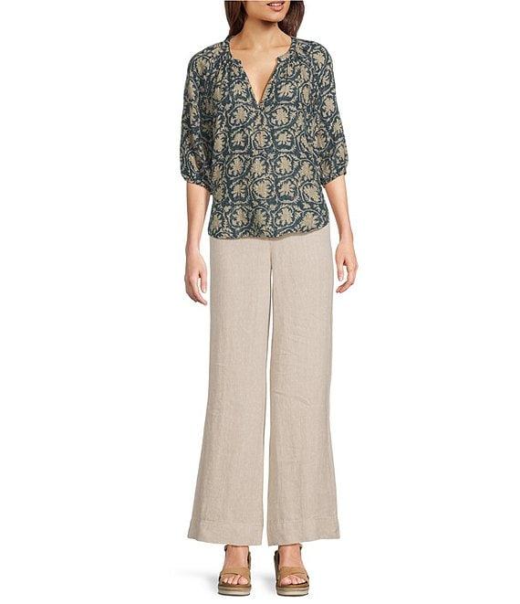 Faherty Sun Strider Linen Wide Leg Pants Product Image