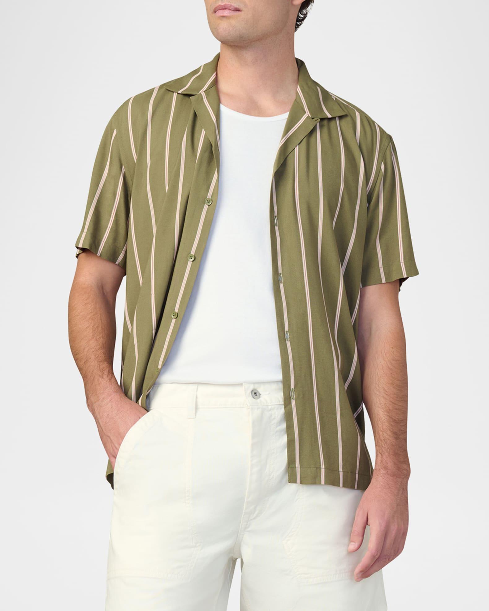 Men's Viscose Stripe Camp Shirt Product Image