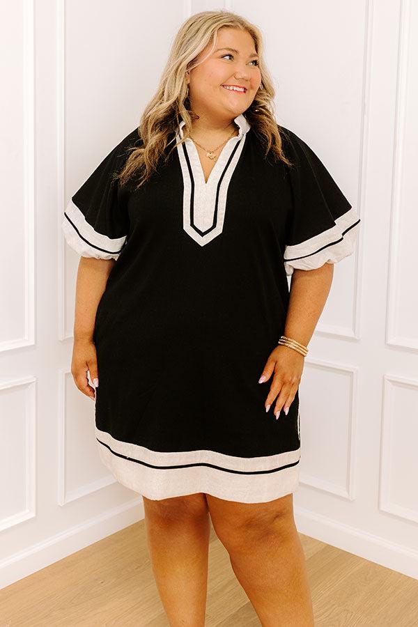 Boardwalk Babe Linen-Blend Mini Dress in Black Curves Product Image