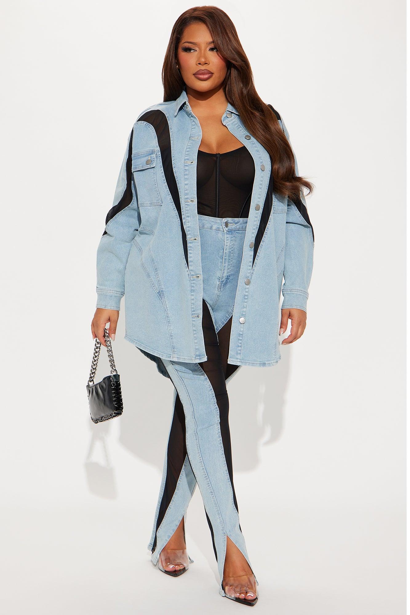 Switching Gears Stretch Denim Shacket - Light Wash Female Product Image