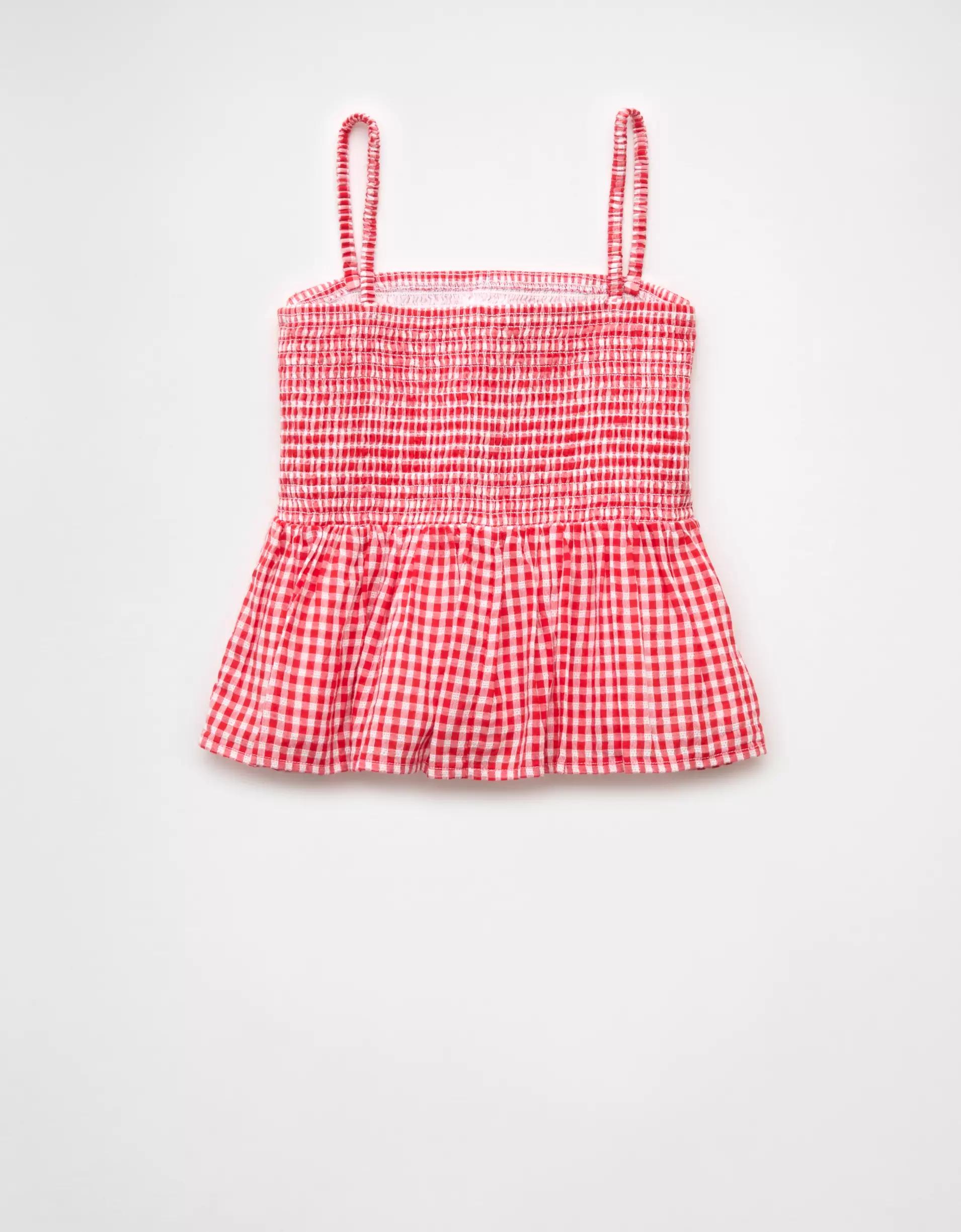 AE Smocked Gingham Babydoll Cami Product Image