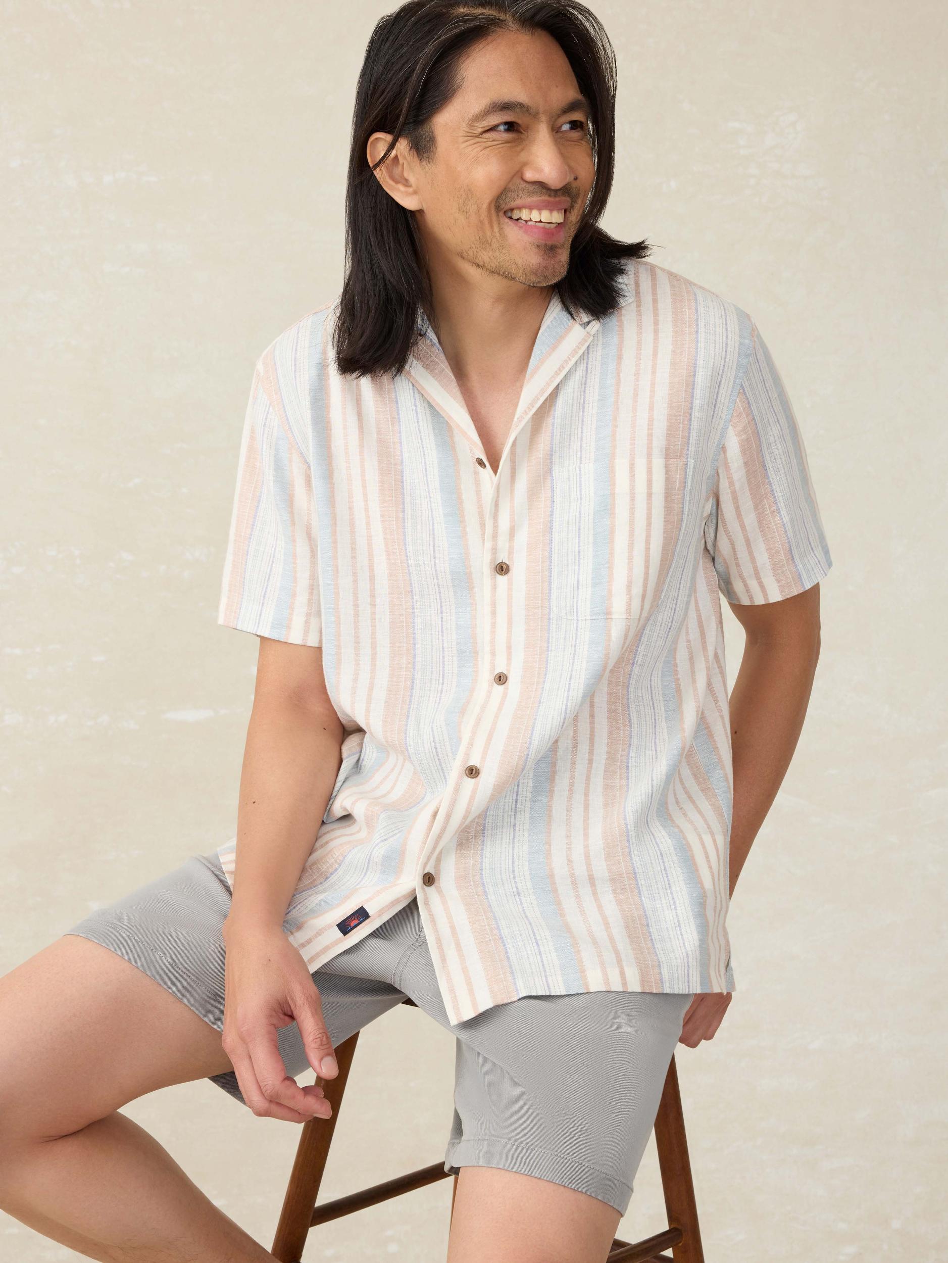 Short-Sleeve Breeze Camp Shirt - Golden Beach Stripe Product Image