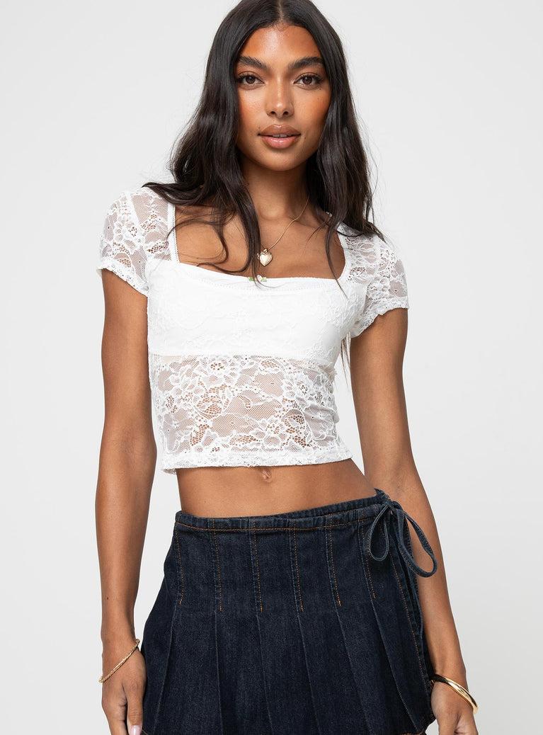 Peachy Double Lace Top White Product Image