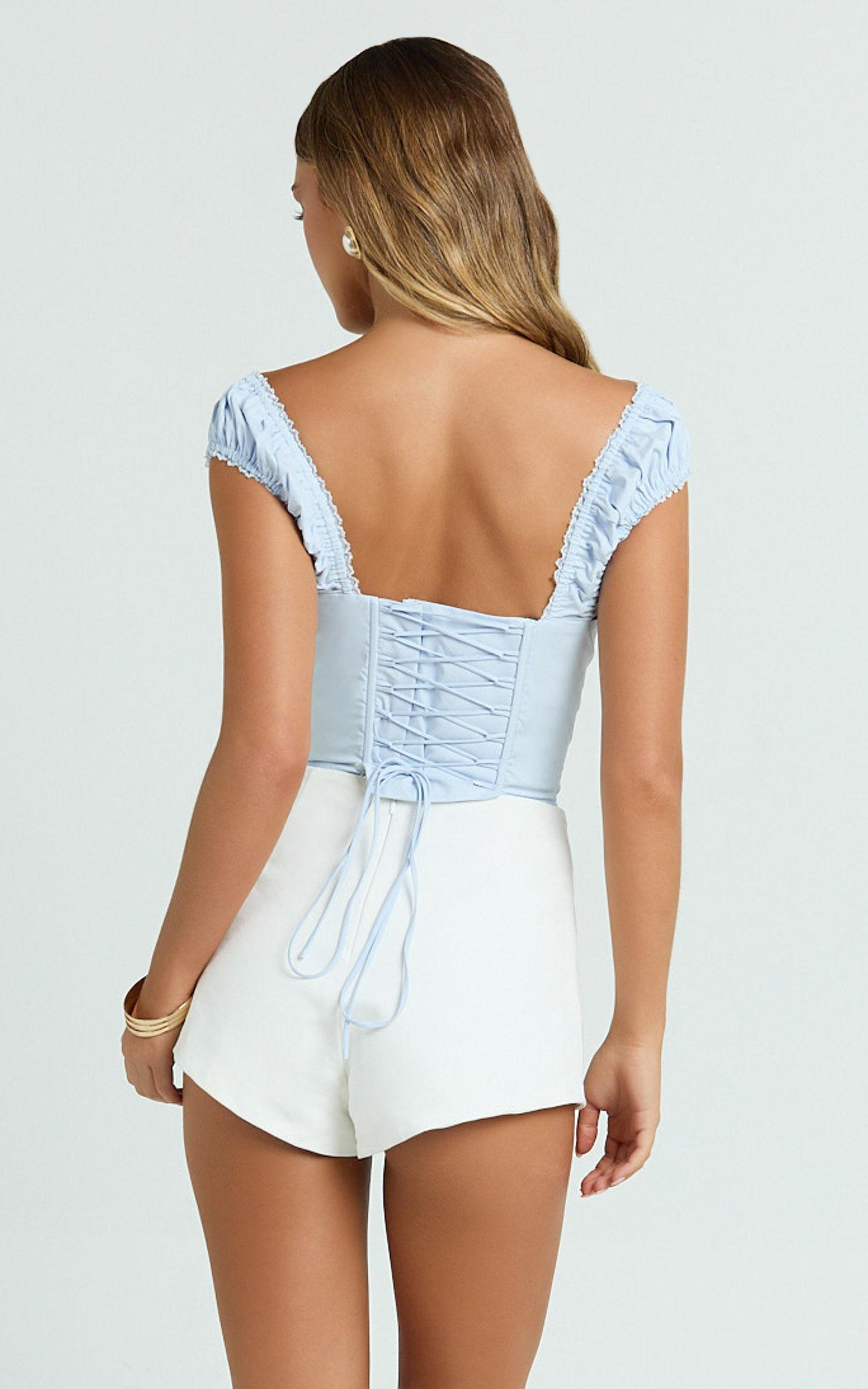 Charlotte Top - Cap Sleeve Top in Blue Product Image