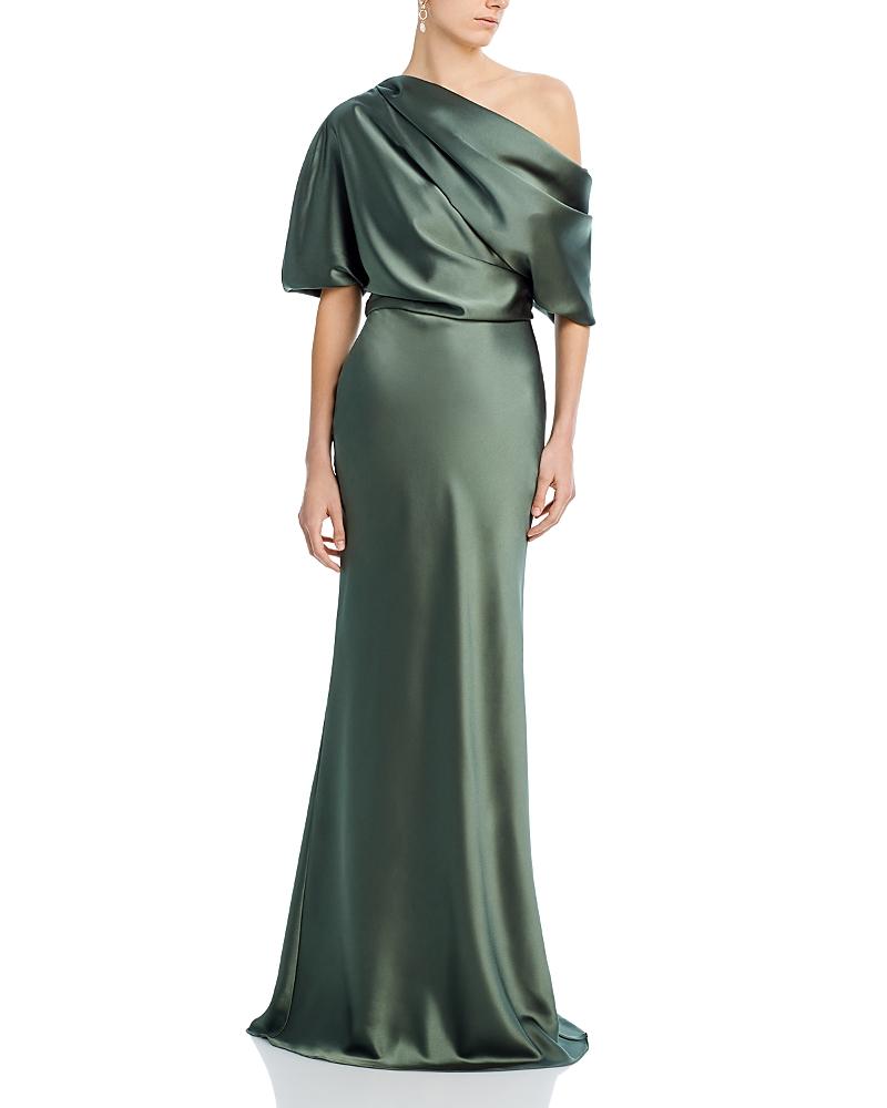 Amsale Draped Satin One Shoulder Dress Product Image