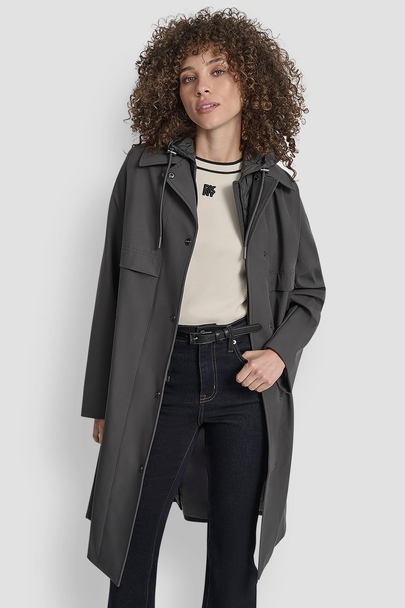 LONG FLEXTECH COAT WITH QUILTED BIB Product Image