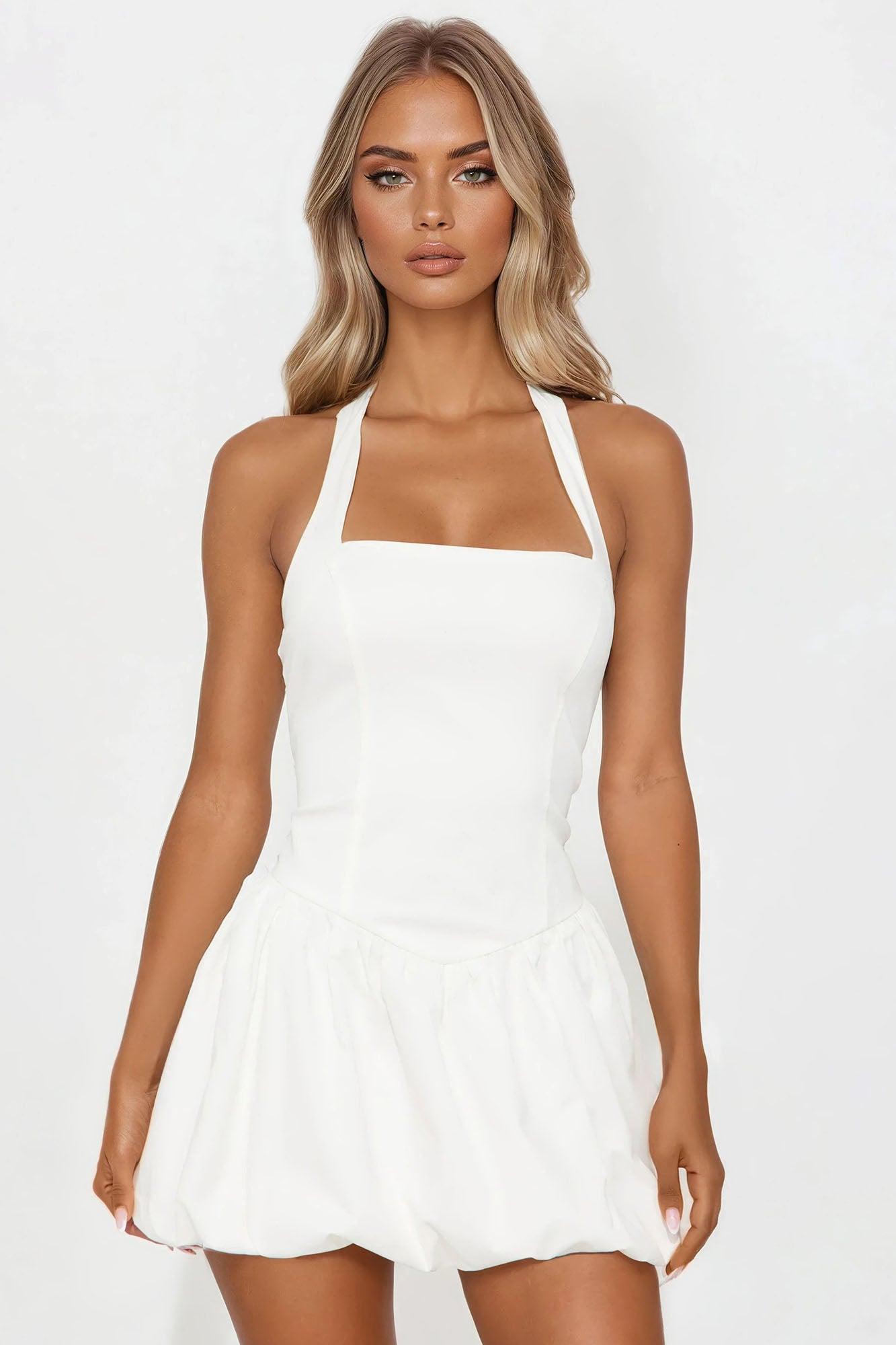 Charlotte Bubble Mini Dress - Off White Female Product Image