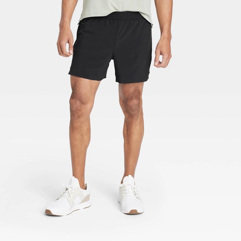 Men's Active Light Brief Lined Run Shorts 5" - All In Motion™ Black M: Moisture Wicking, Quick Dry, 4-Way Stretch Product Image