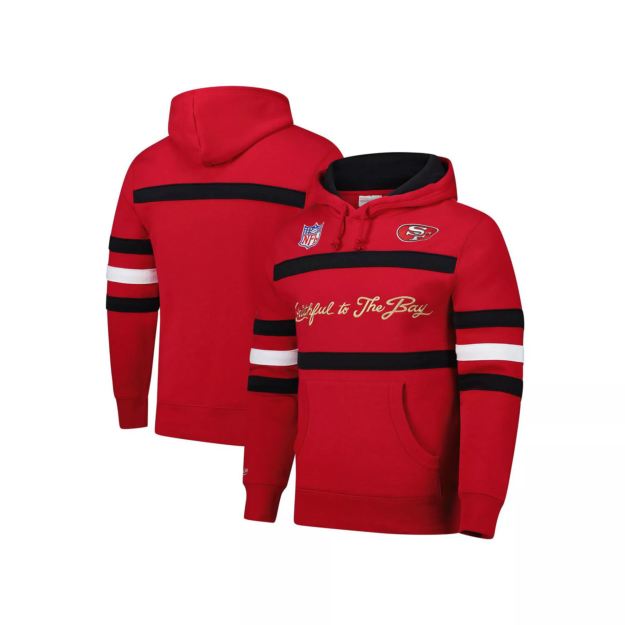 Men's  Scarlet San Francisco 49ers Vintage Logo Head Coach Fleece Pullover Hoodie, Size: Small, Red Product Image