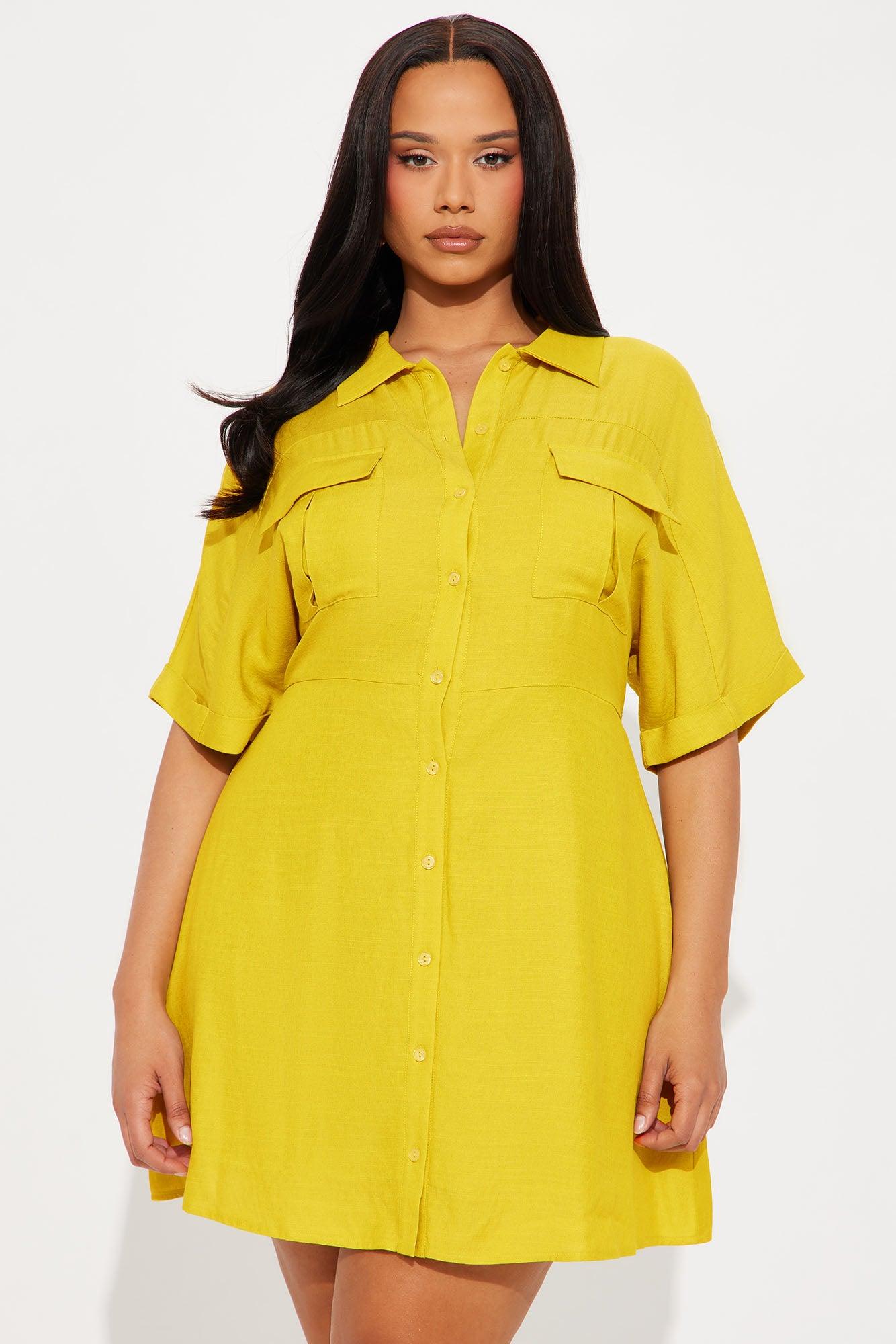 Penny Mini Shirt Dress - Mustard Female Product Image