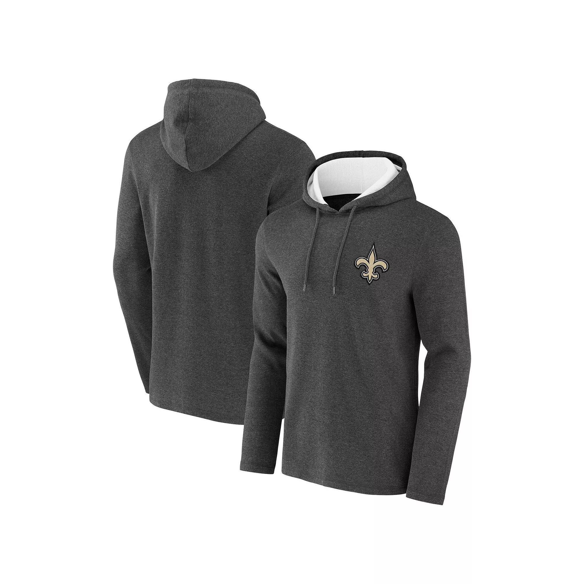 Men's NFL x Darius Rucker Collection by Fanatics Heathered Charcoal New Orleans Saints Waffle Knit Pullover Hoodie,  Product Image