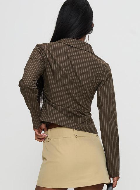 Held My Hand Long Sleeve Top Brown Stripe Product Image