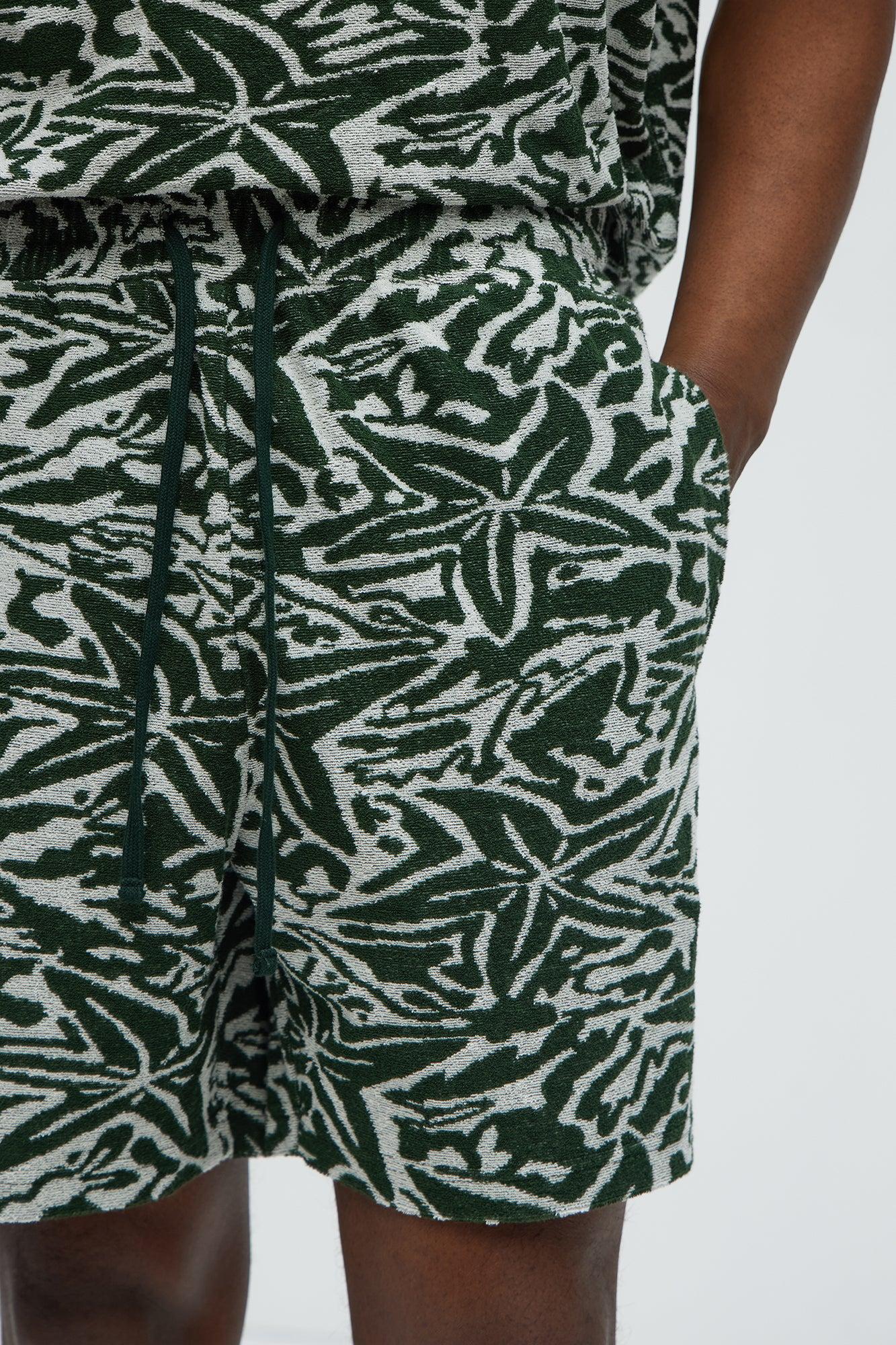 By The Sea Textured Knit Shorts - Green/combo Product Image