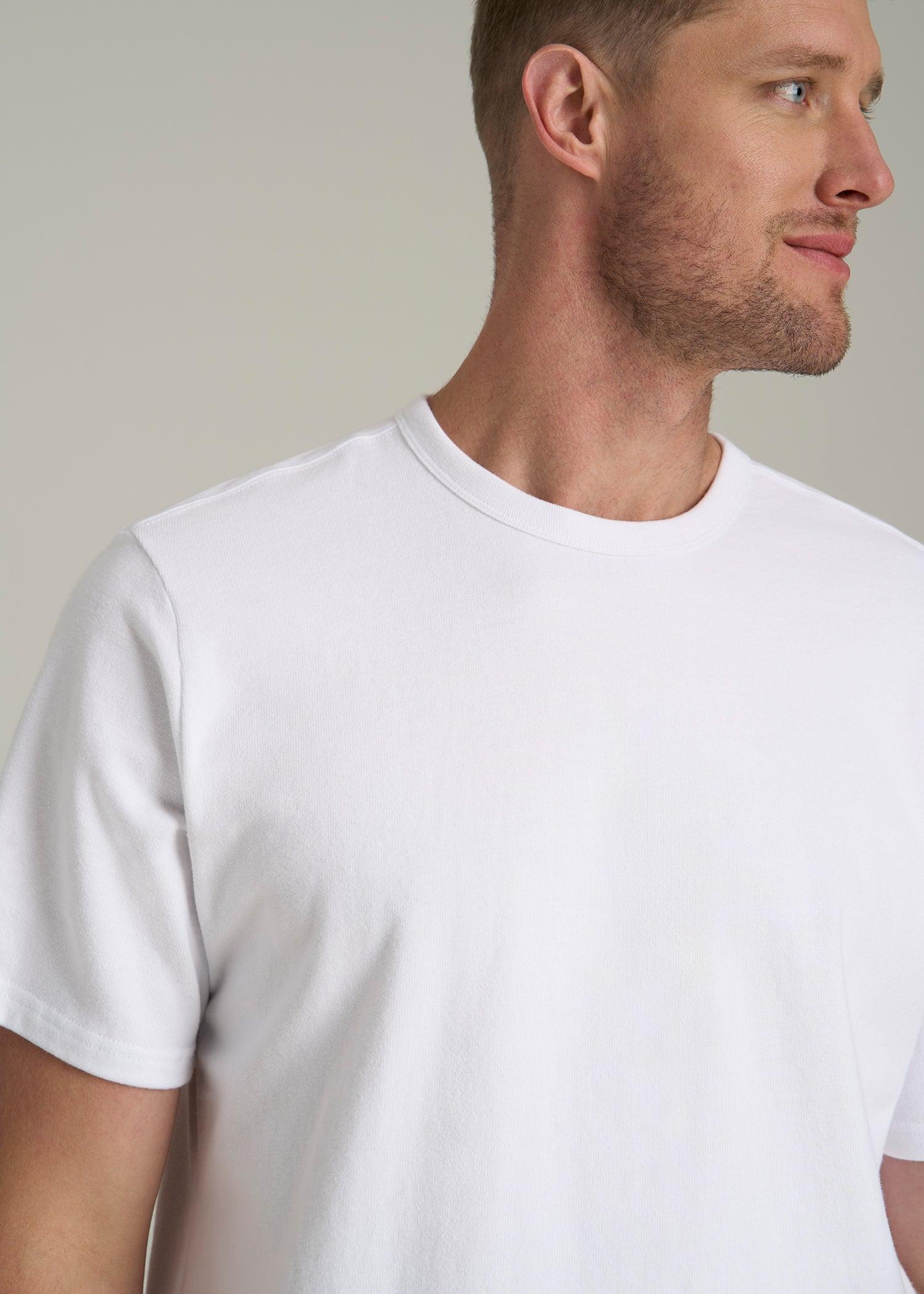 LJ&S Heavyweight Relaxed Fit Tee for Tall Men in White Male Product Image